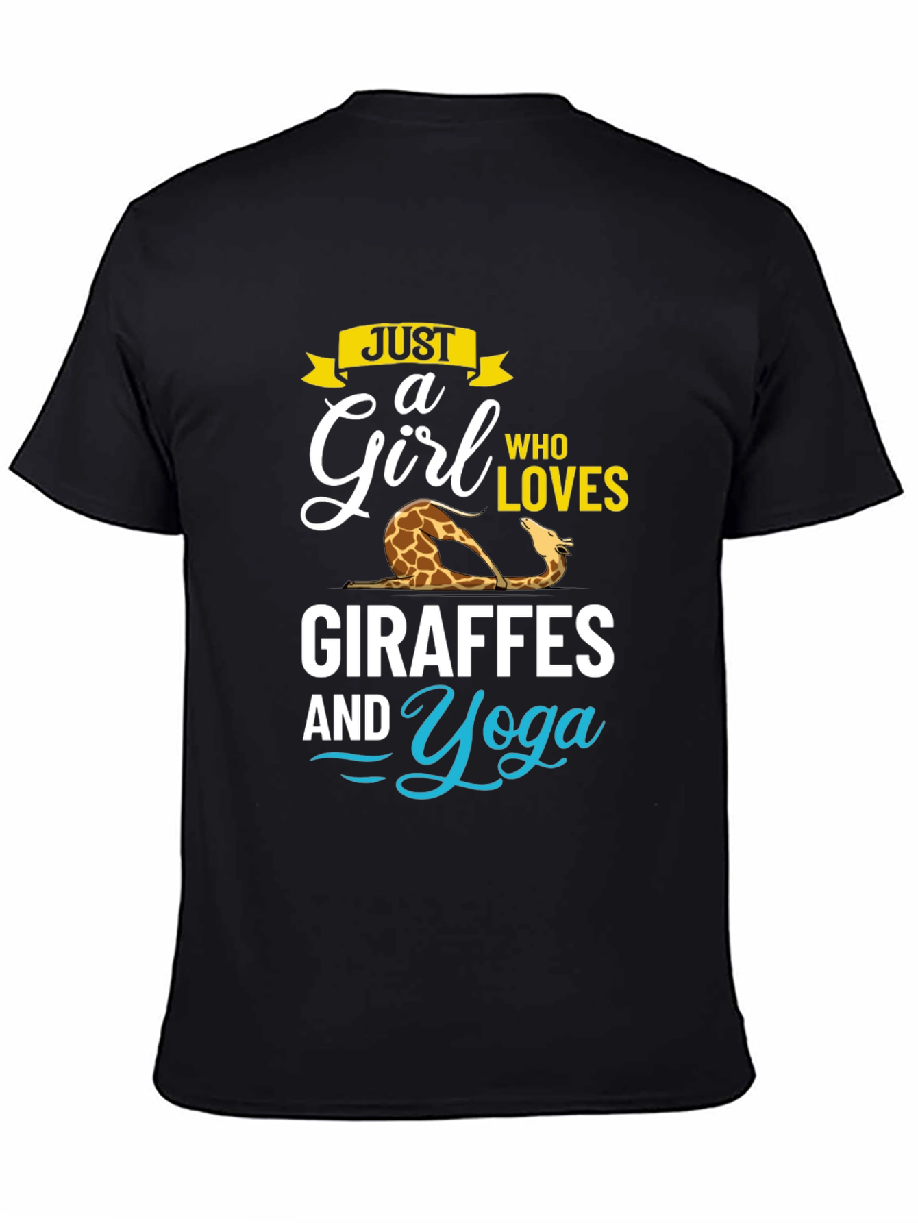Giraffe Yoga Lover Black T-Shirt