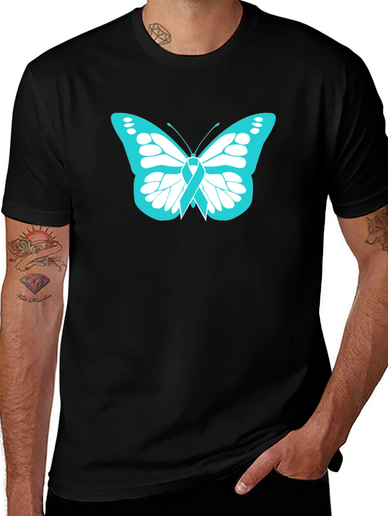 Teal Butterfly Ribbon T-Shirt