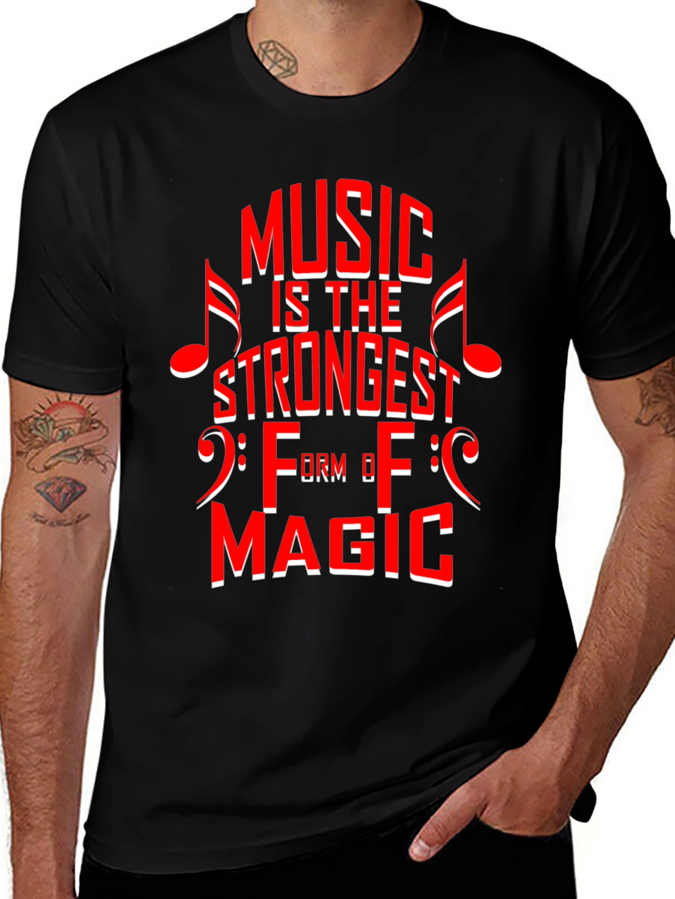 Music is Magic Graphic Tee - Black Cotton T-Shirt
