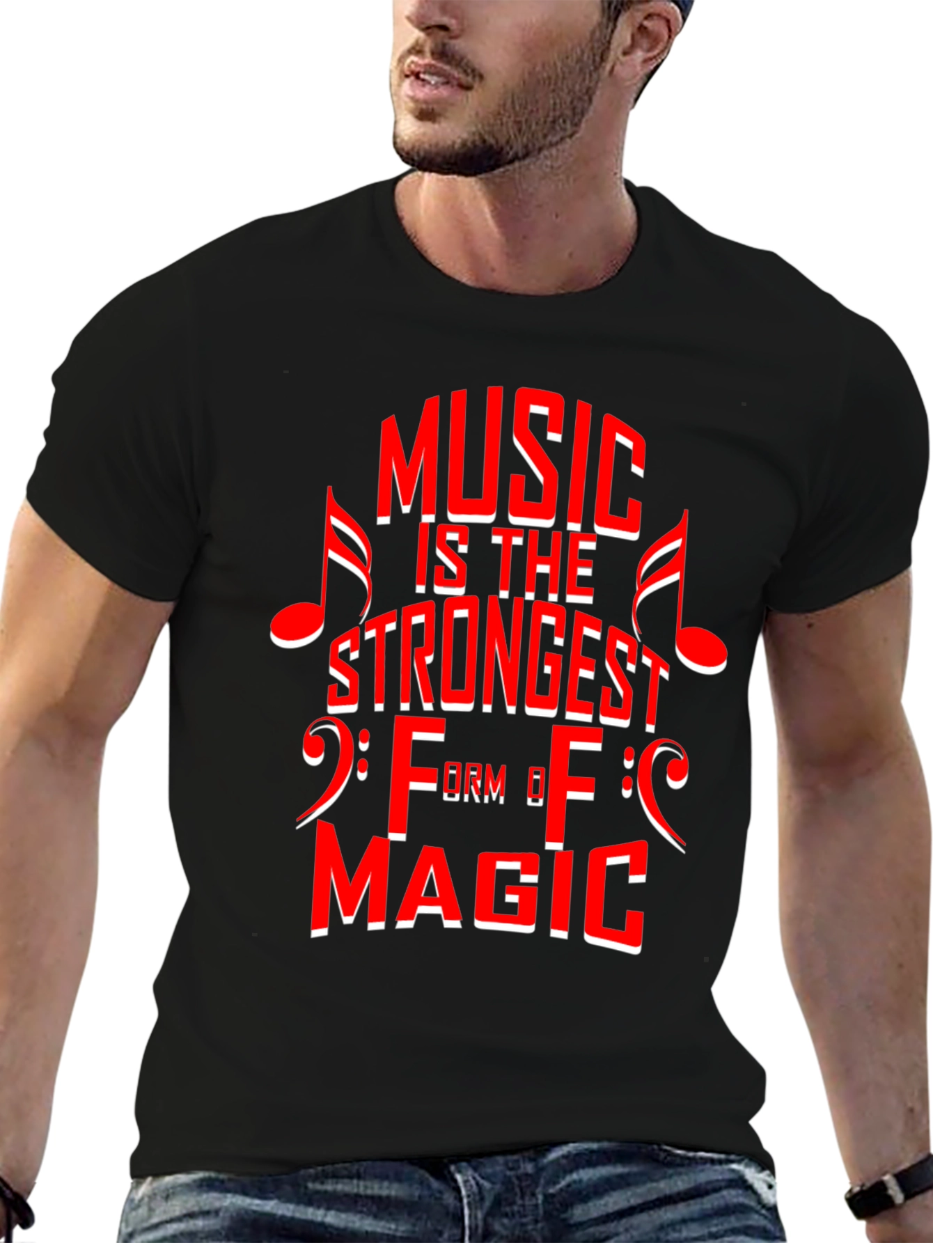 Music is Magic Graphic Tee - Black Cotton T-Shirt