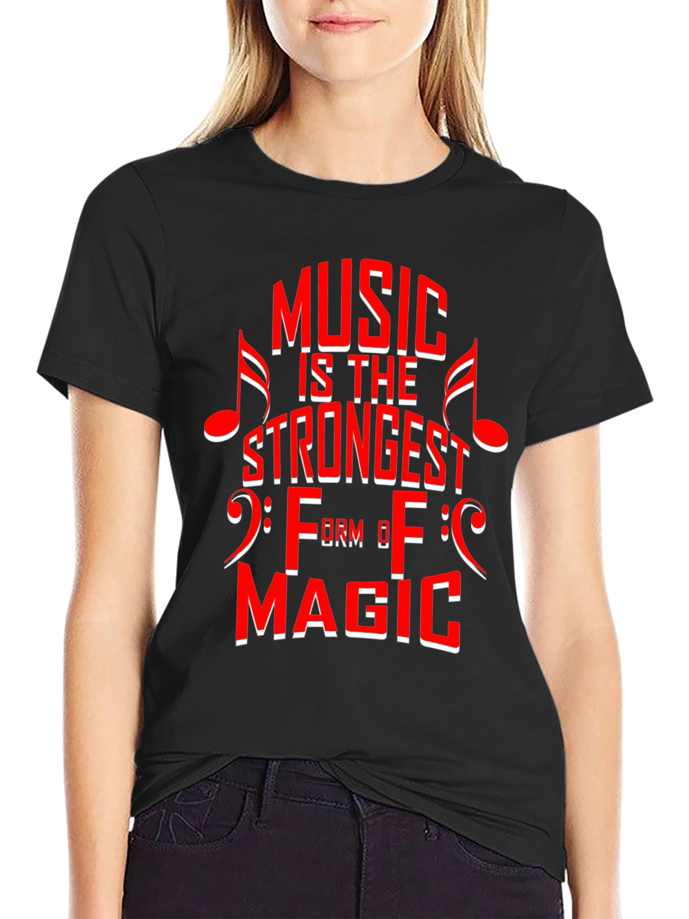 Music is Magic Graphic Tee - Black Cotton T-Shirt