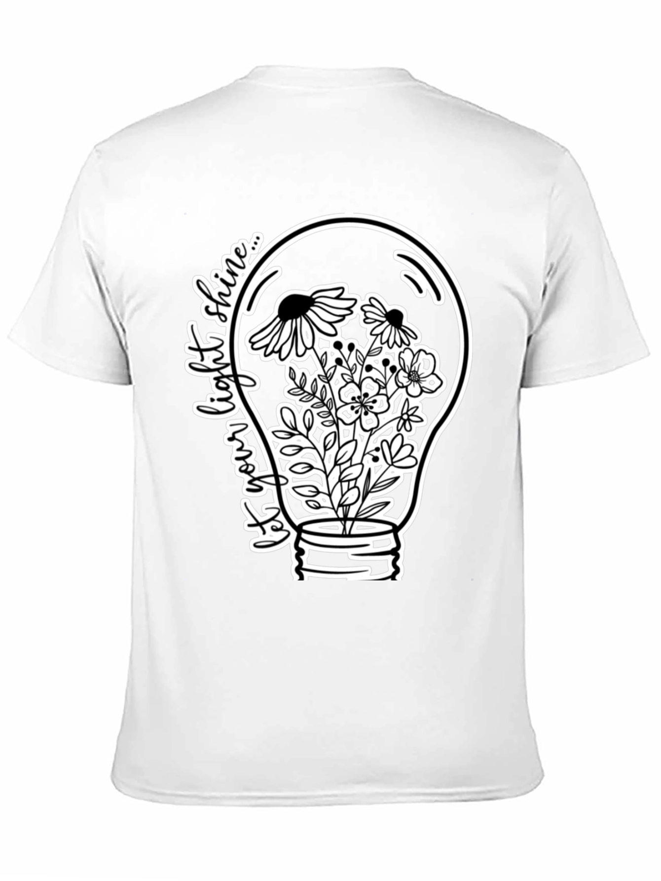 Floral Light Bulb Graphic T-Shirt - Black