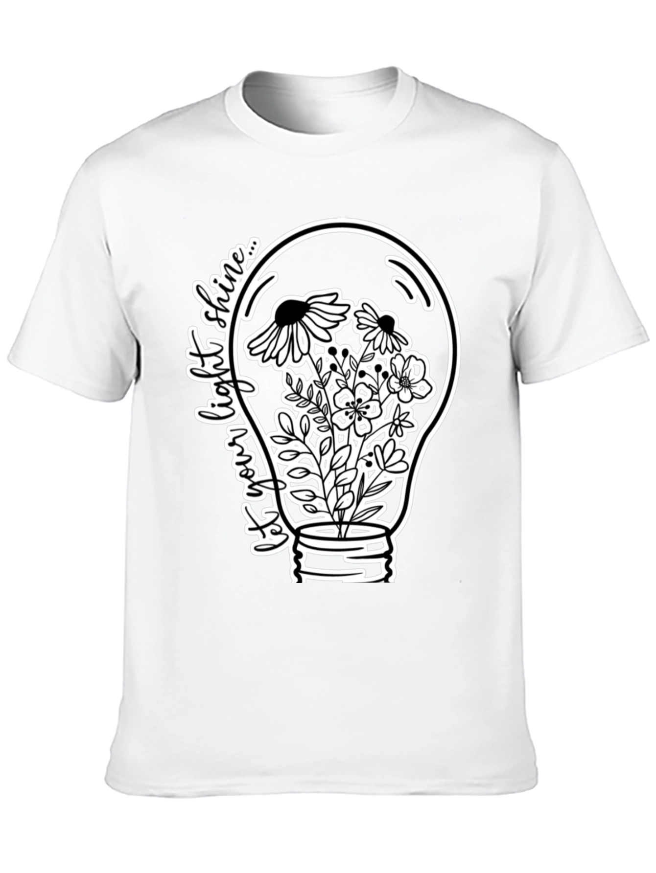 Floral Light Bulb Graphic T-Shirt - Black