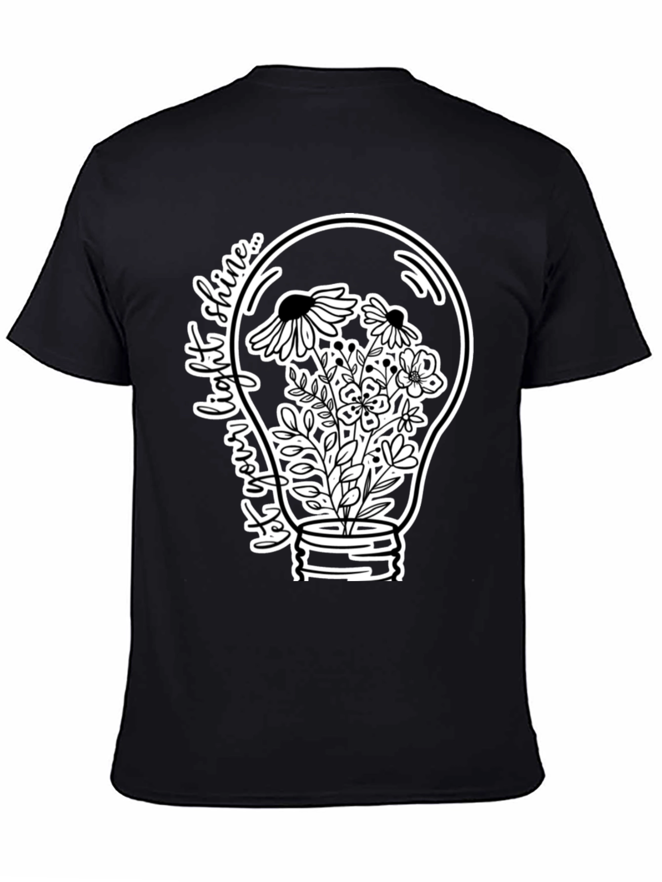 Floral Light Bulb Graphic T-Shirt - Black