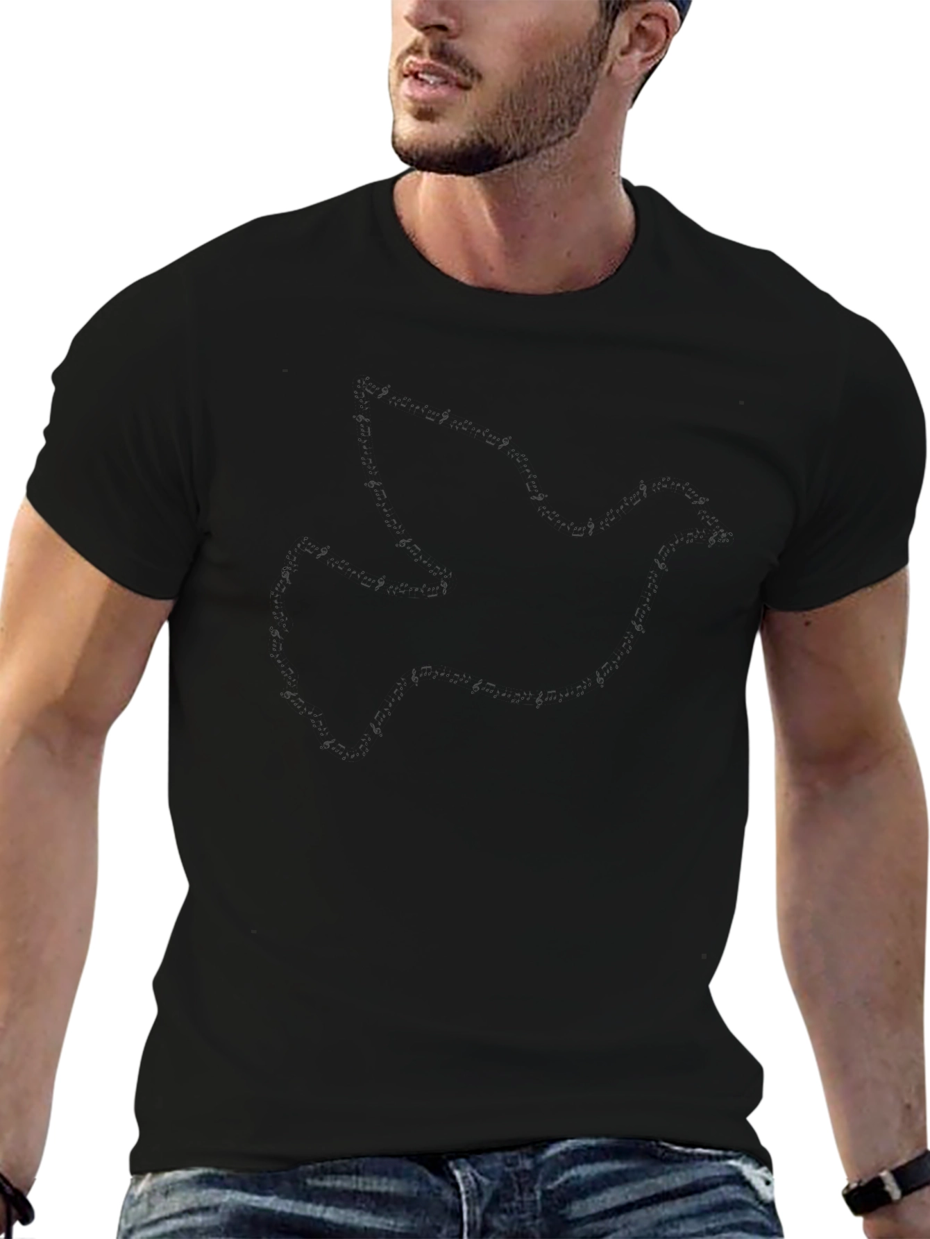 Minimalist Dove Graphic Black Tee