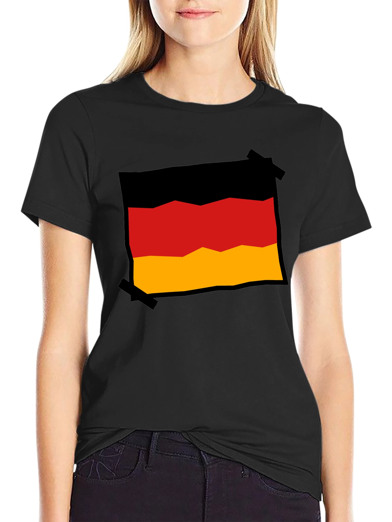 Germany Flag Graphic Tee - Black Cotton T-Shirt