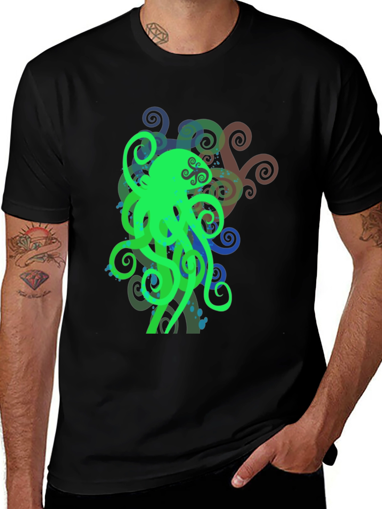 Green Octopus Graphic T-Shirt