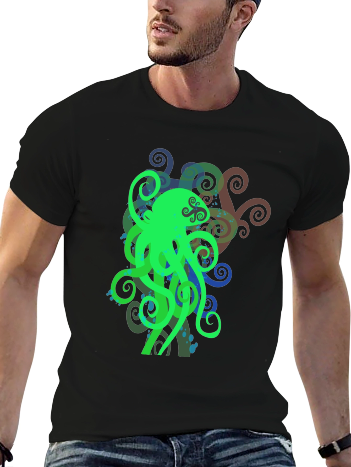 Green Octopus Graphic T-Shirt