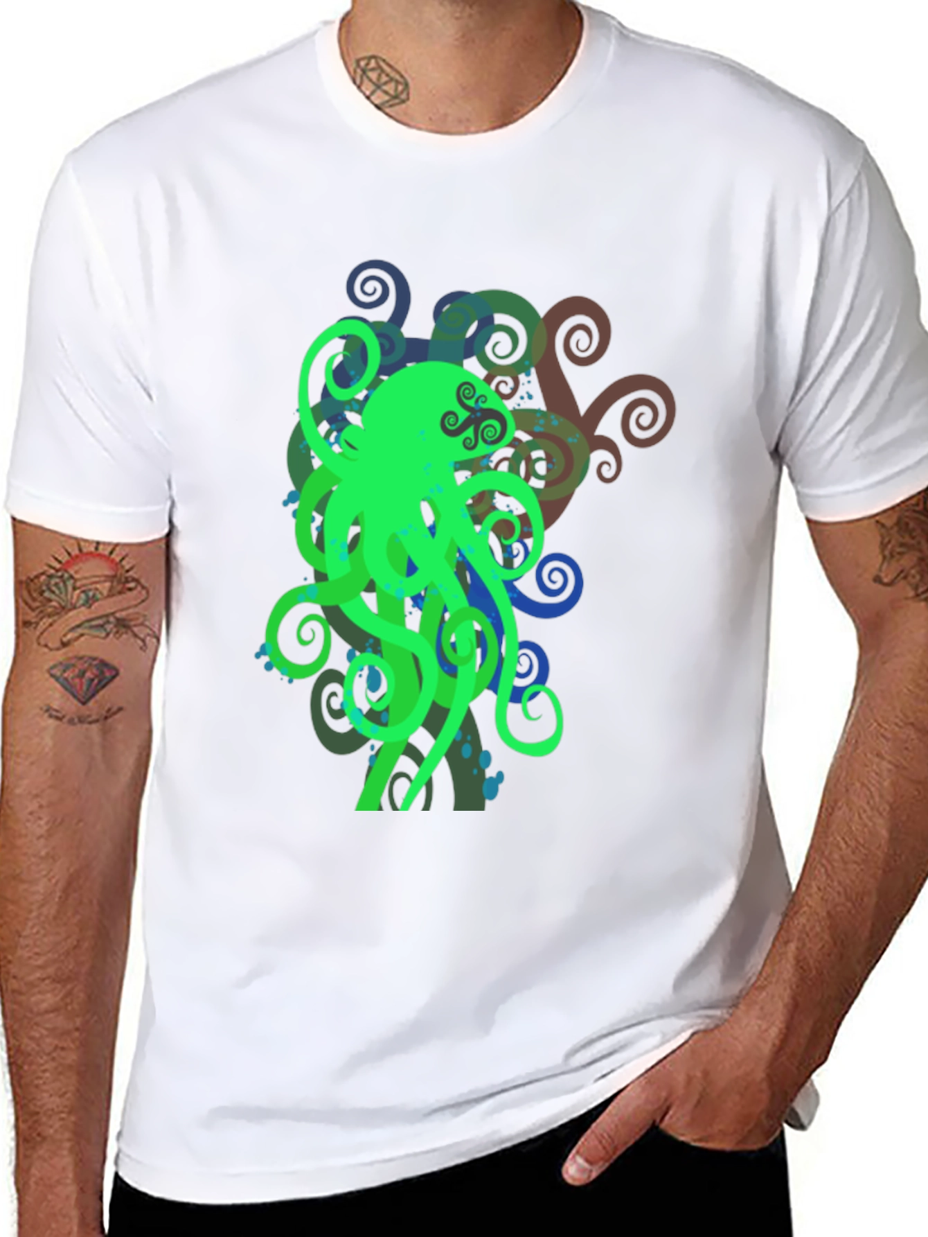 Green Octopus Graphic T-Shirt