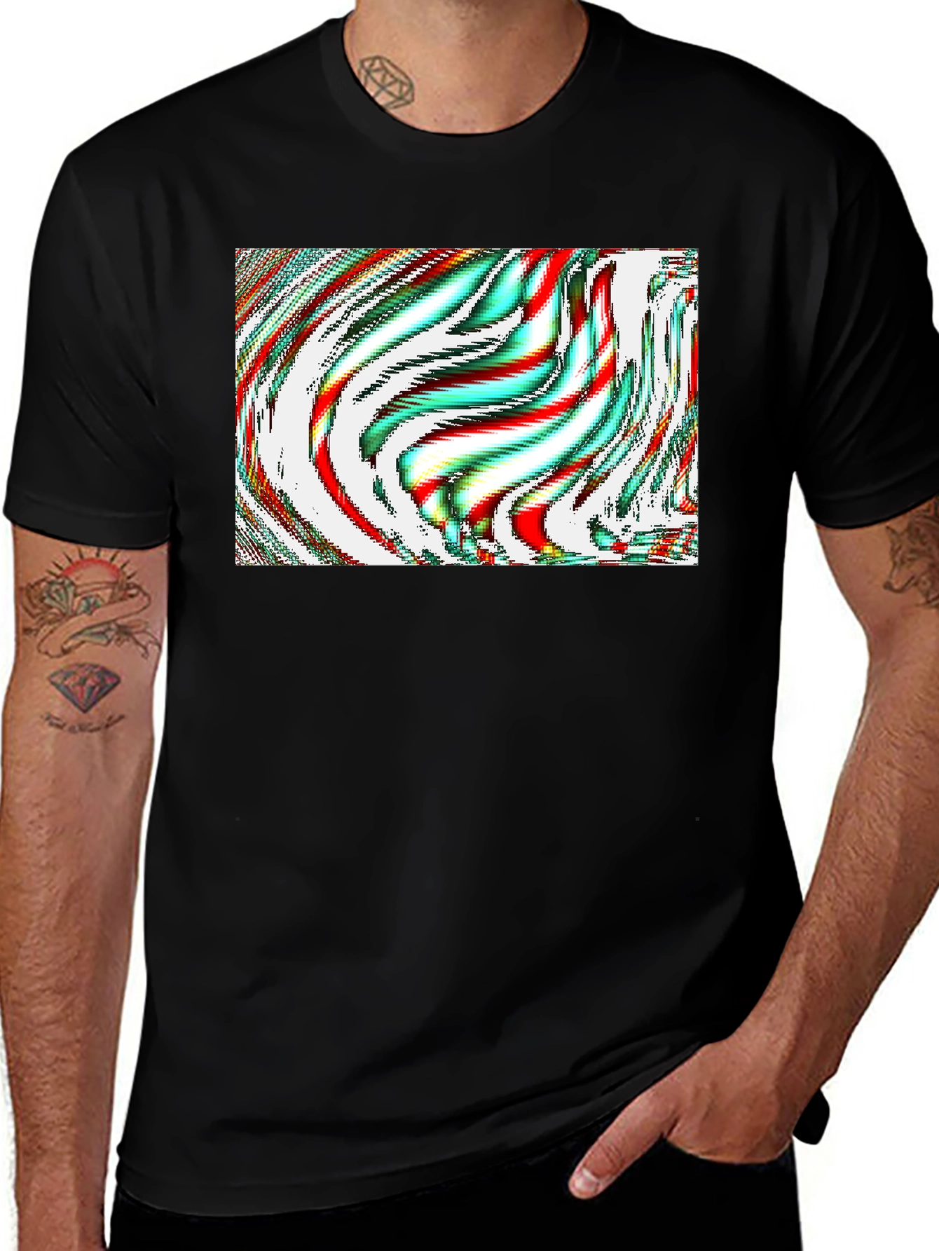 Abstract Art Graphic Tee - Mens Black T-Shirt