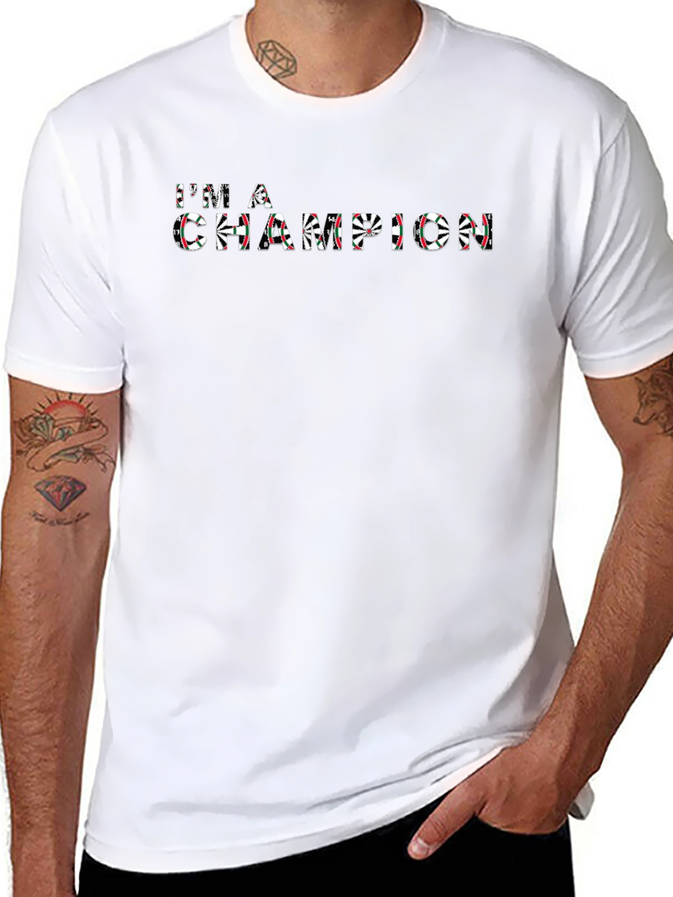 Im a Champion Dartboard Print Black T-Shirt