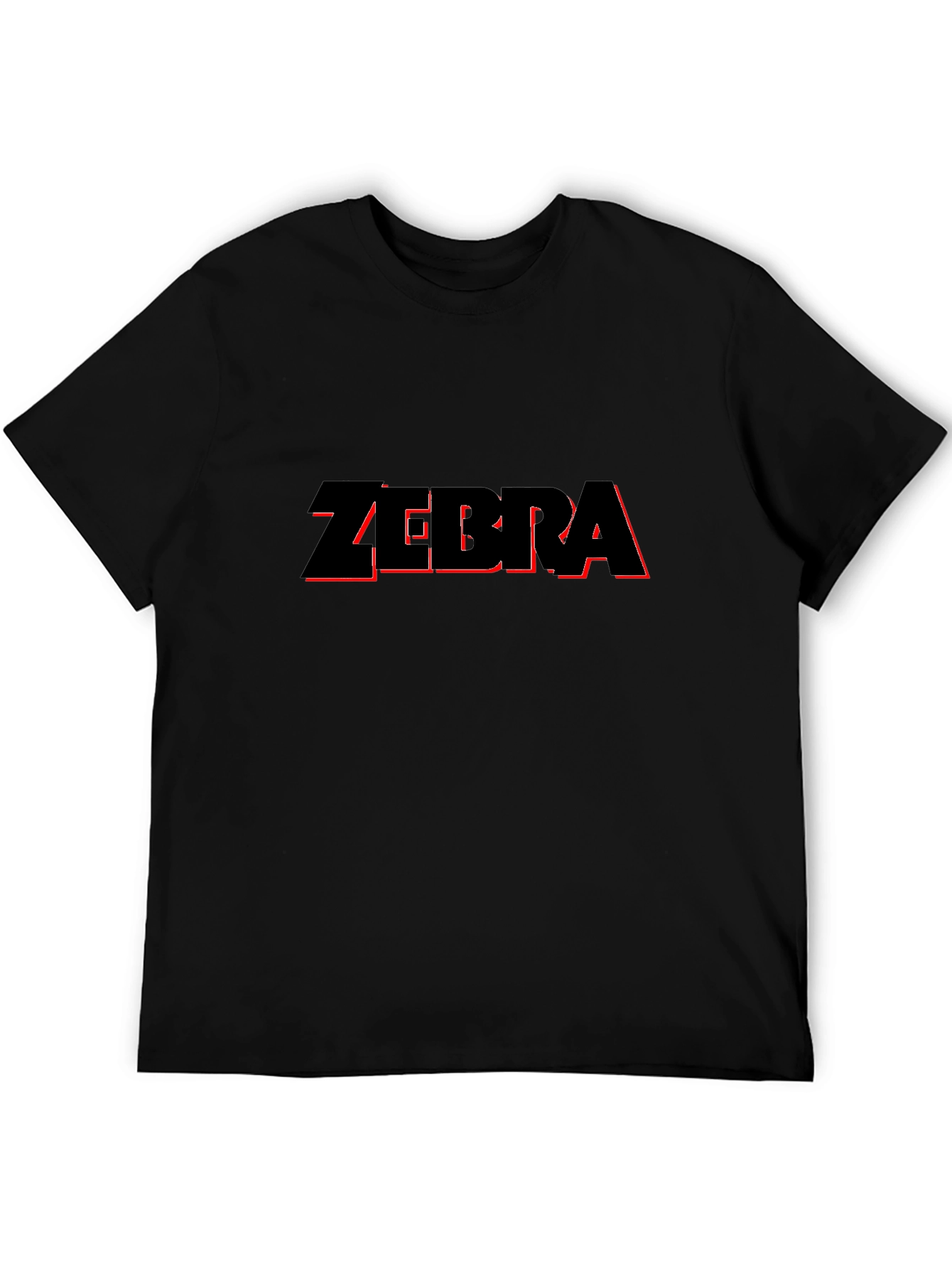 Zebra T-Shirt - Black with Red Outline Design