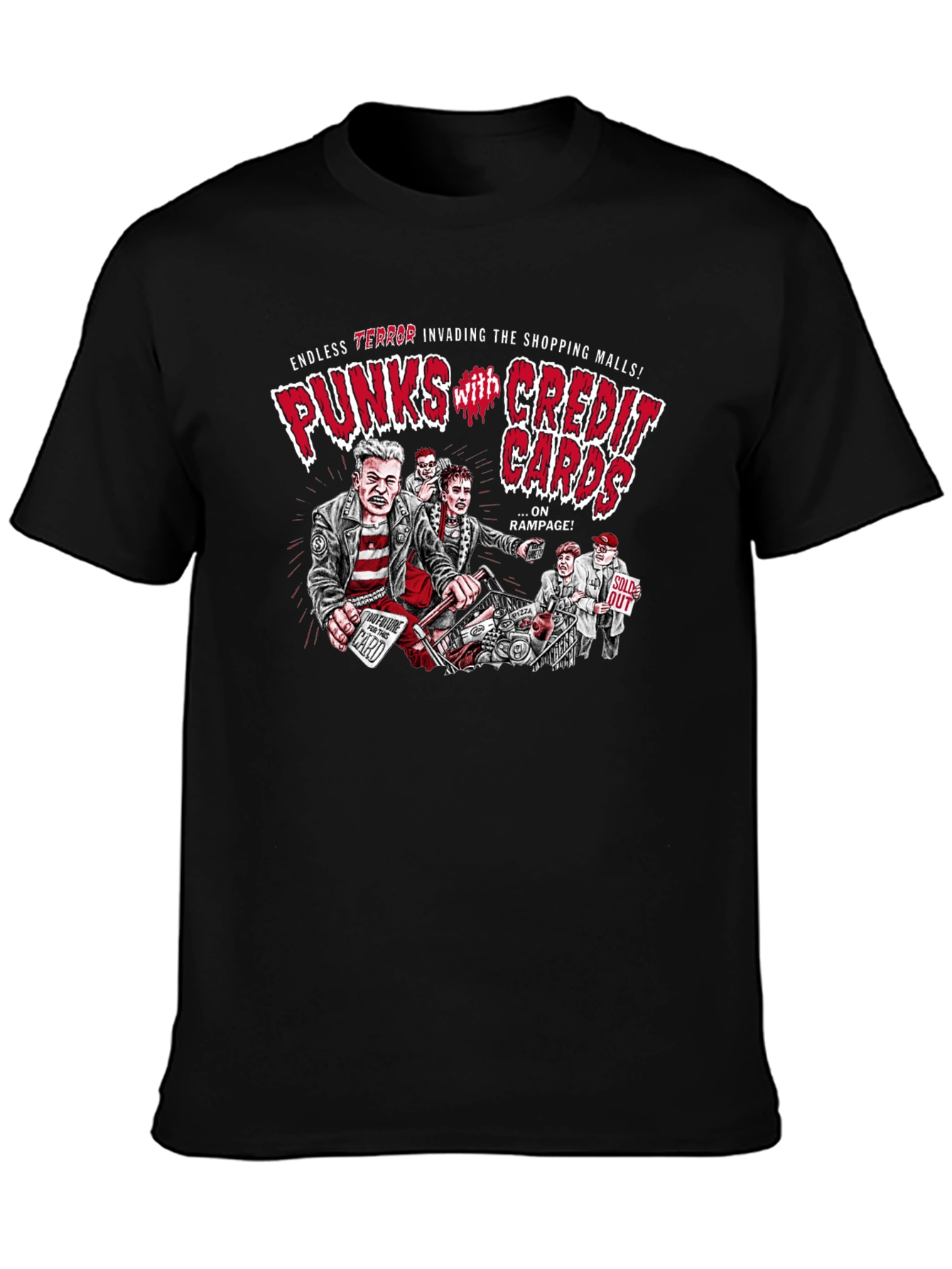 Puncks with Credit Cards Black T-Shirt