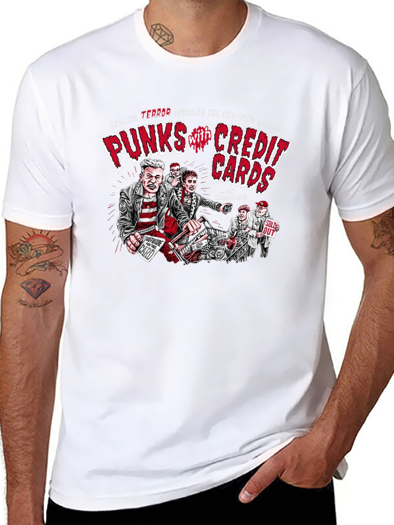 Puncks with Credit Cards Black T-Shirt