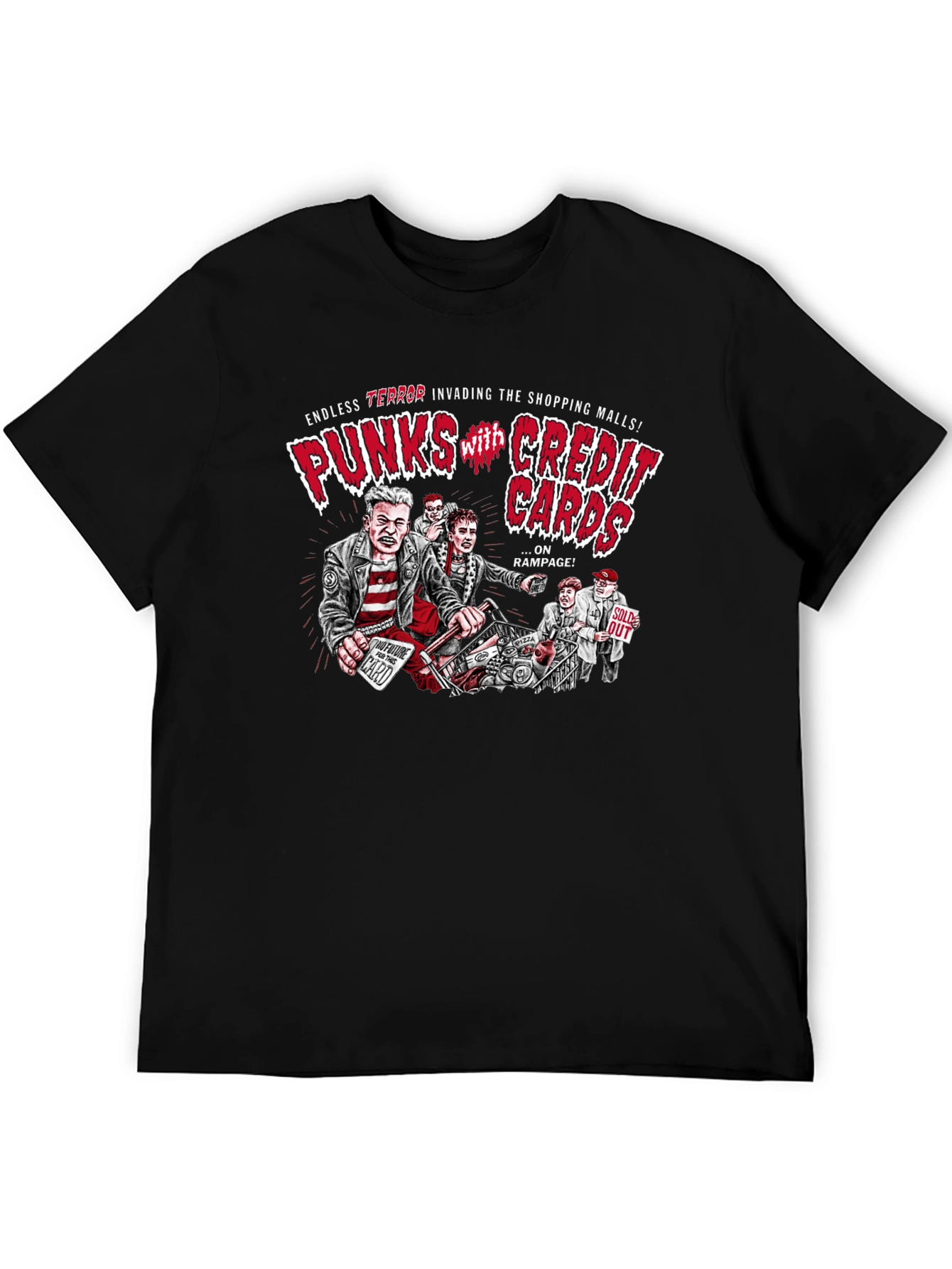 Puncks with Credit Cards Black T-Shirt