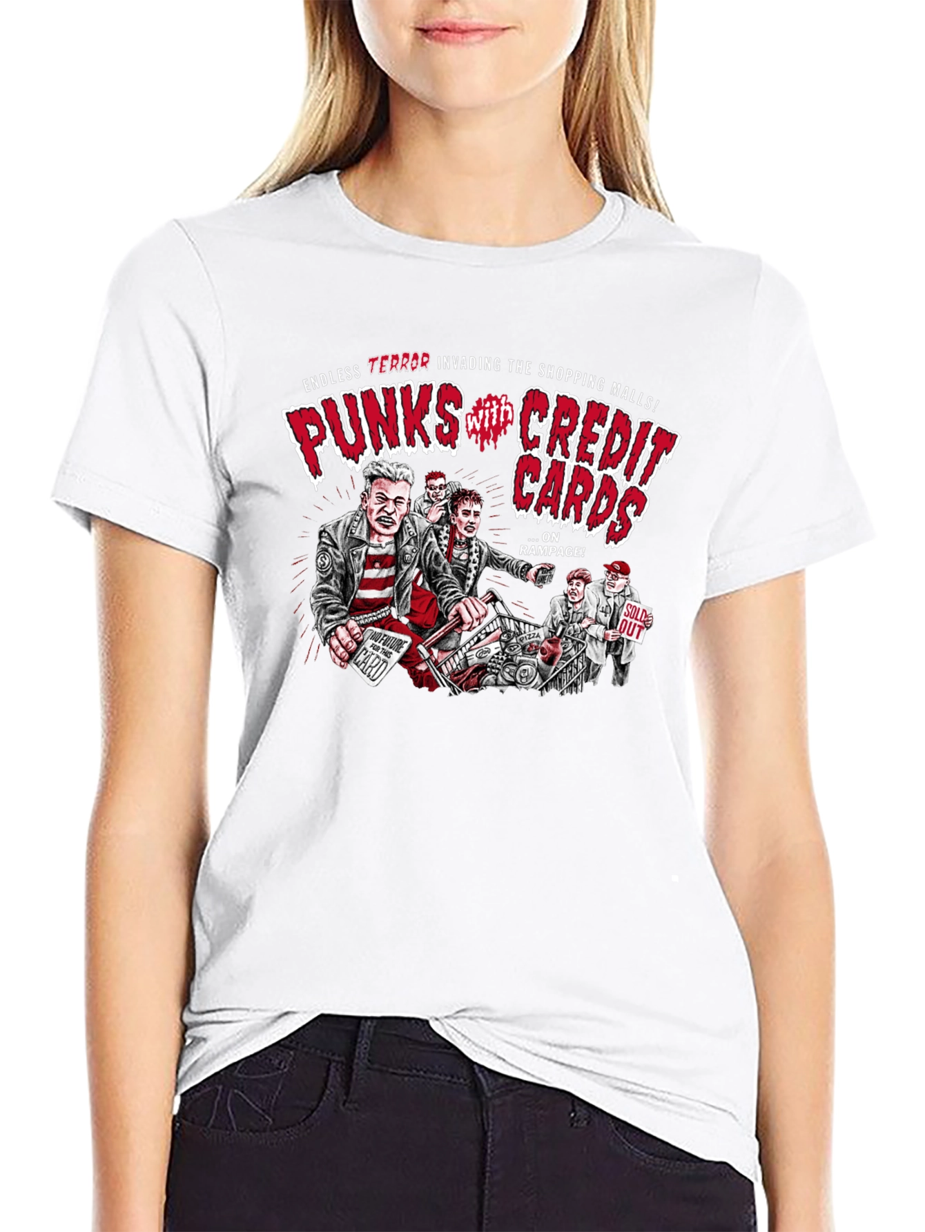 Puncks with Credit Cards Black T-Shirt