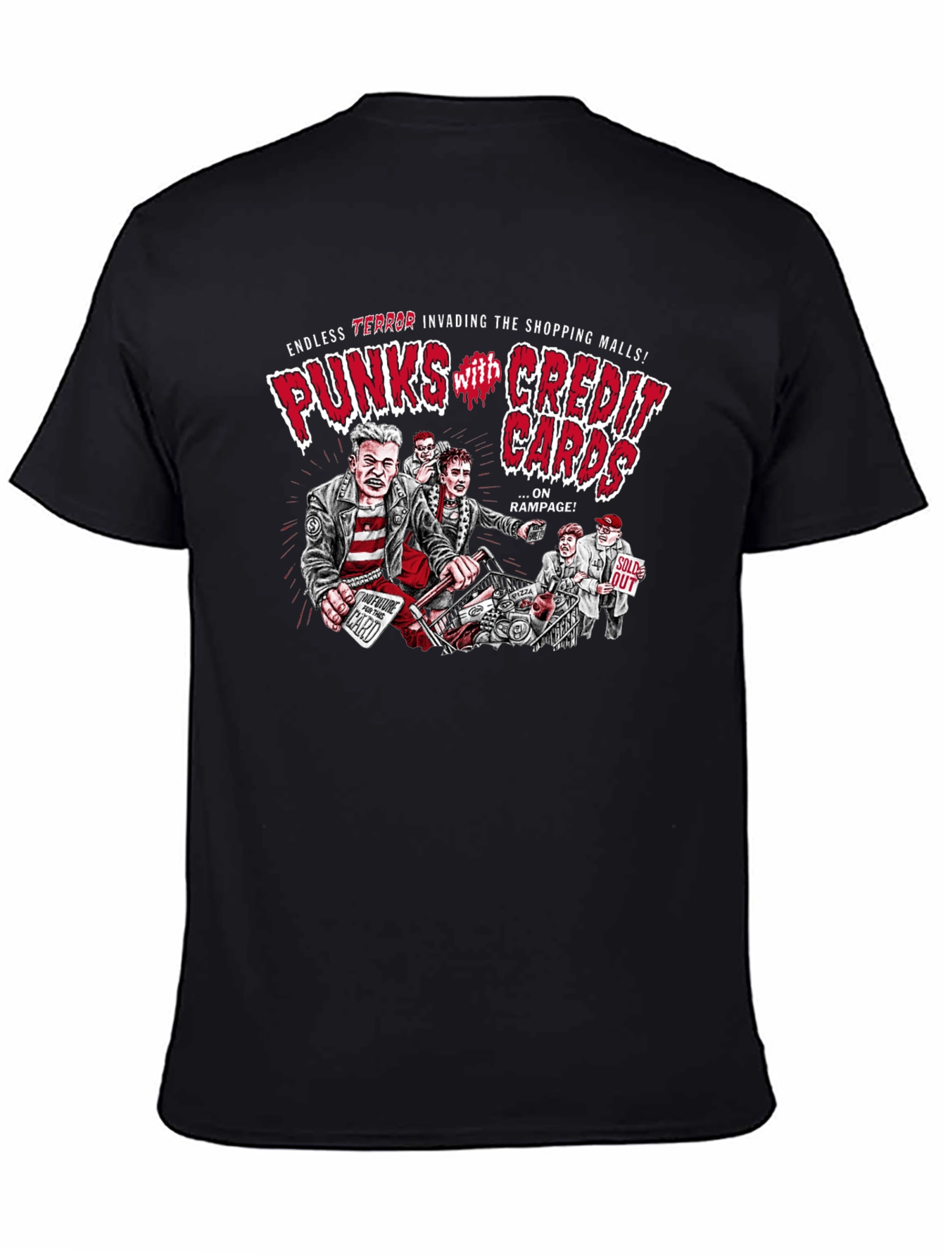 Puncks with Credit Cards Black T-Shirt