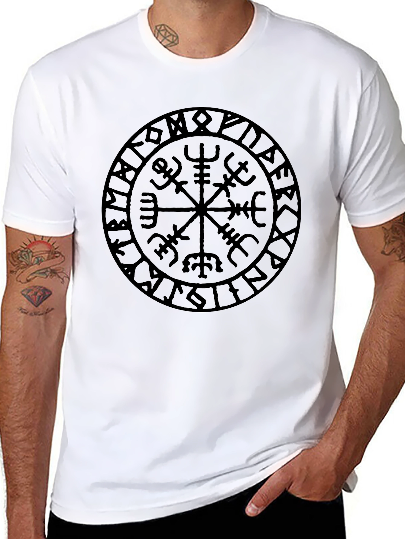 Vegvisir Compass Viking Runes Black T-Shirt