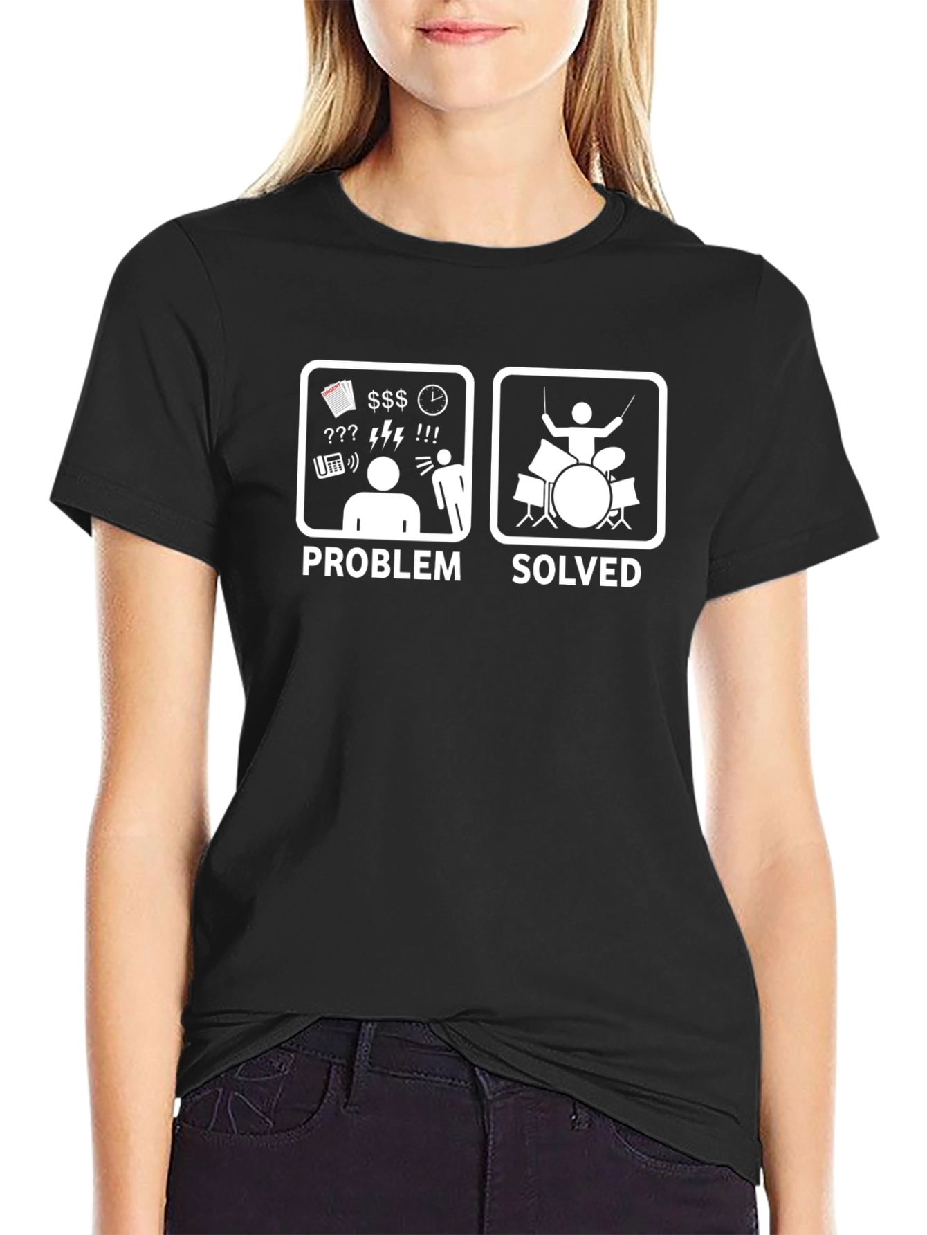 Problem Solved Drummer T-Shirt - Funny Musician Tee