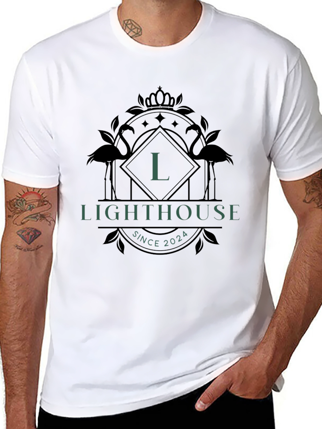 Lighthouse Design Black T-Shirt