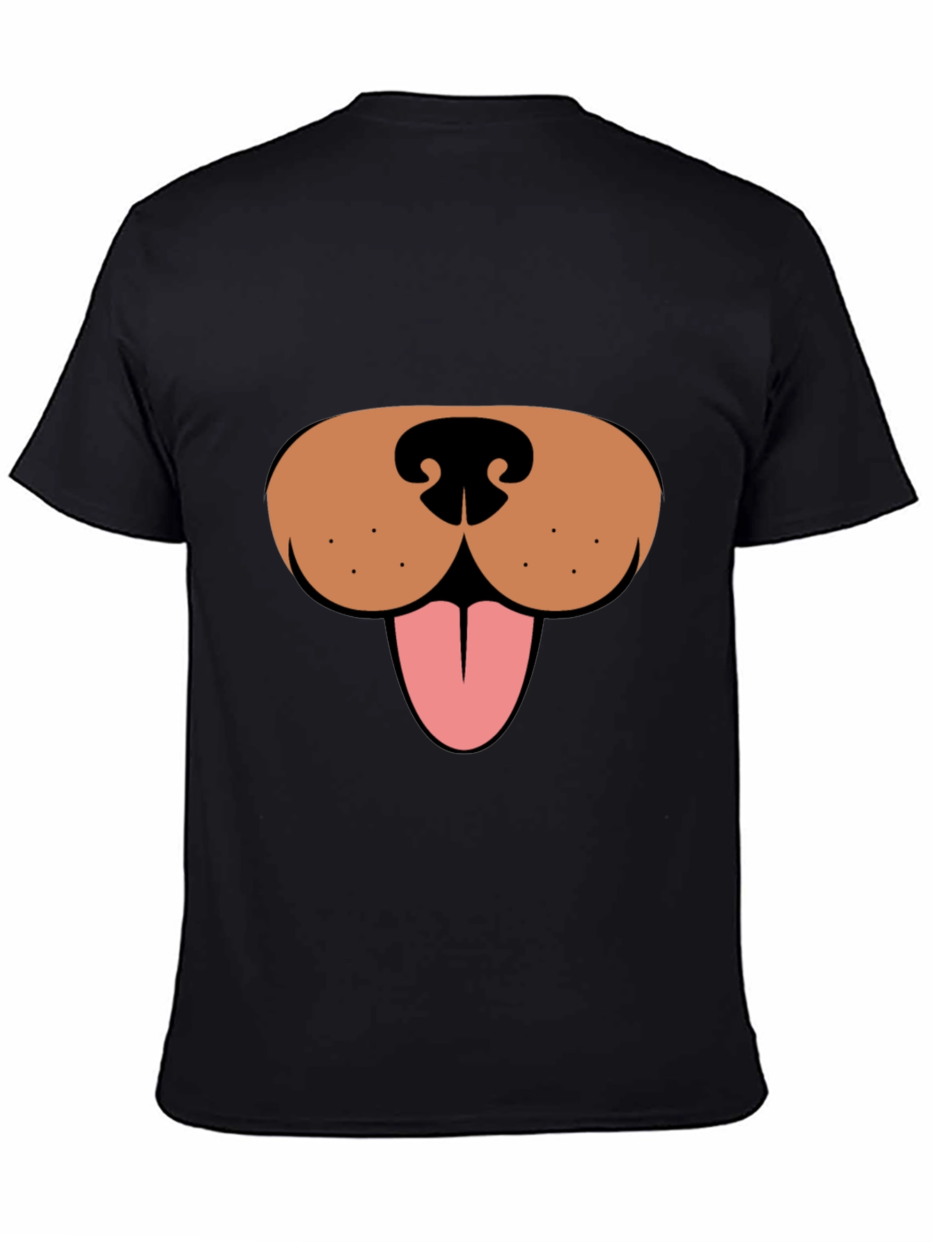 Funny Dog Face Graphic Tee - Black Casual T-Shirt
