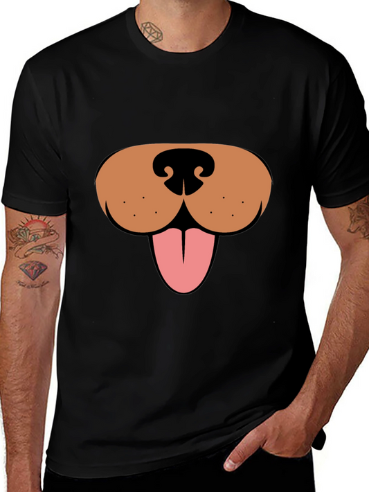 Funny Dog Face Graphic Tee - Black Casual T-Shirt