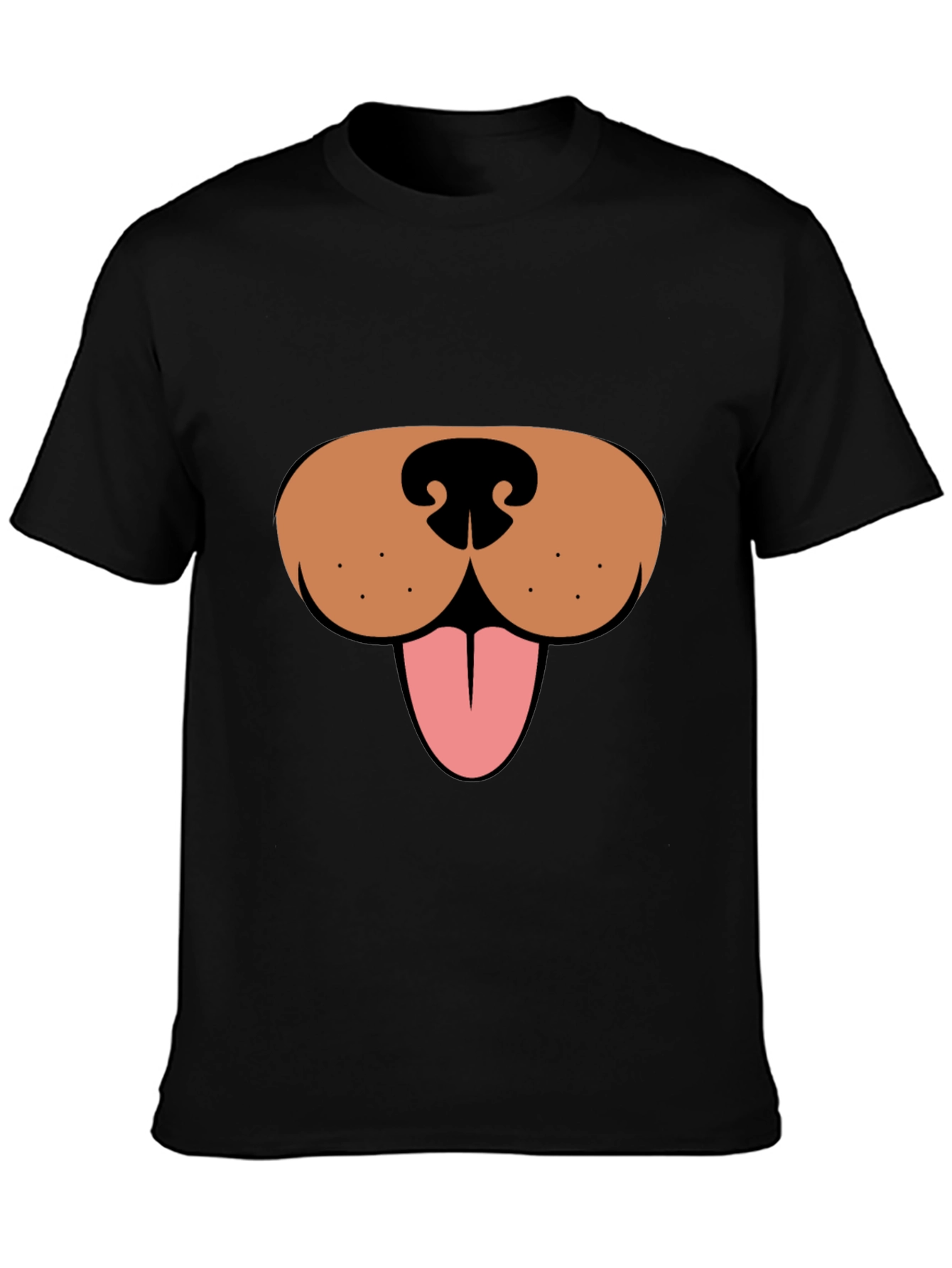 Funny Dog Face Graphic Tee - Black Casual T-Shirt