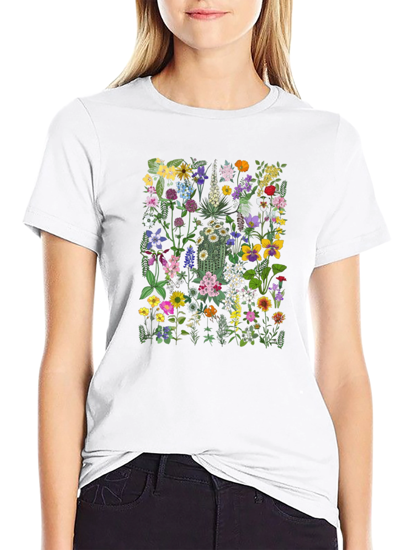 Floral Print Black T-Shirt