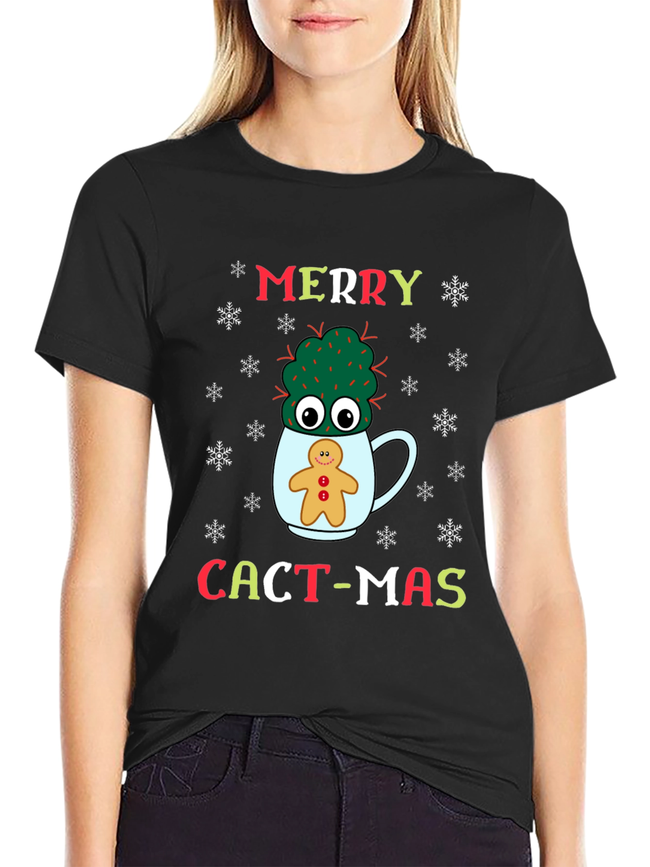 Merry Cact-Mas T-Shirt: Cactus & Gingerbread Holiday
