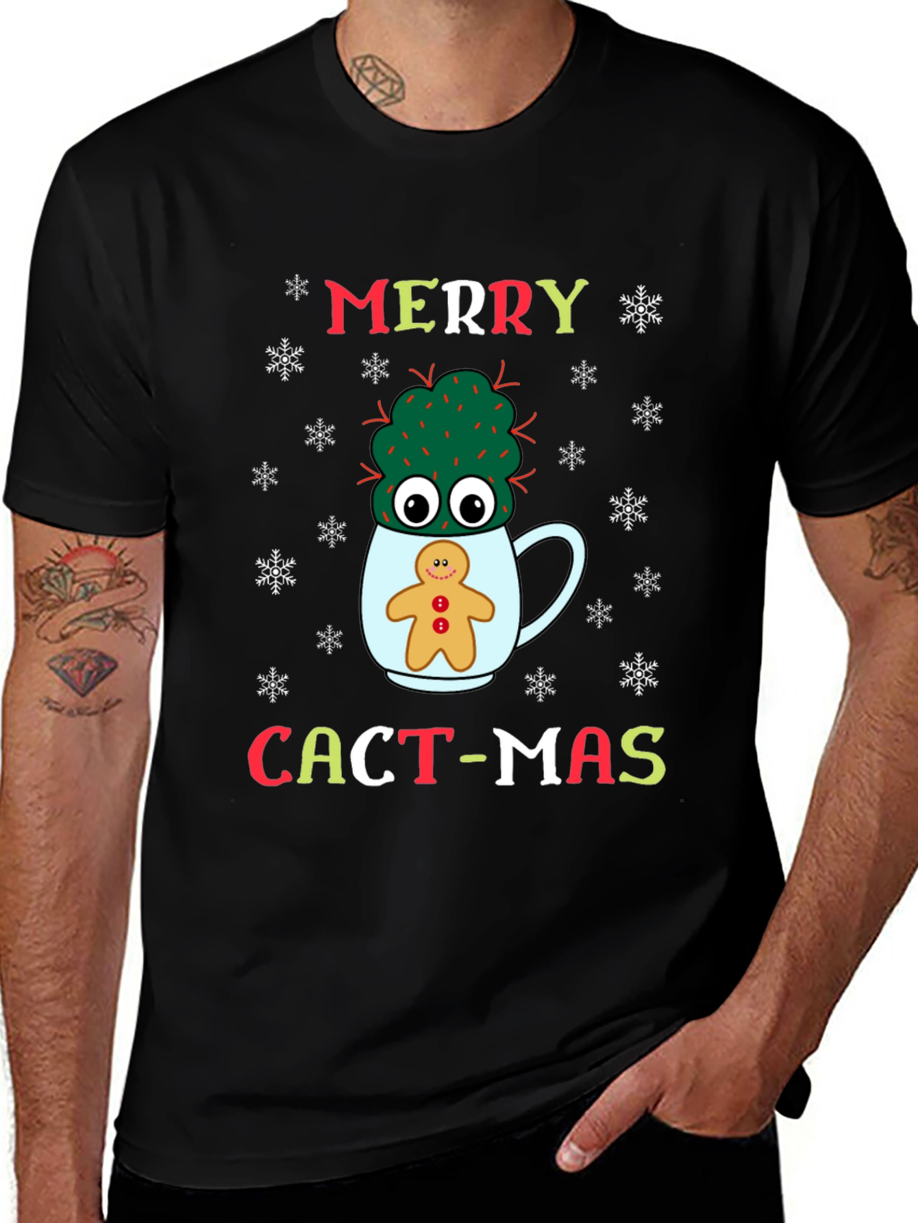 Merry Cact-Mas T-Shirt: Cactus & Gingerbread Holiday