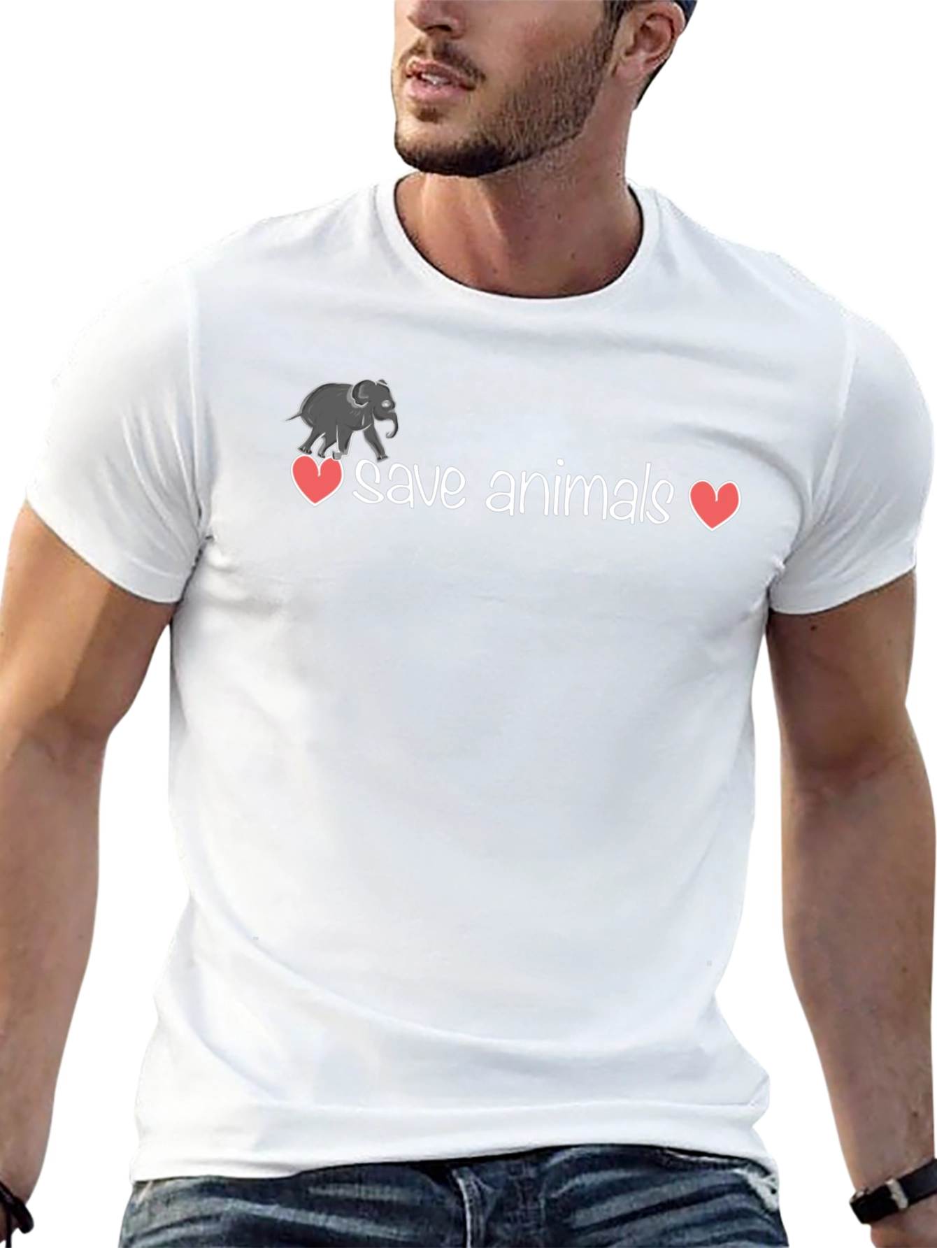 Save Animals T-Shirt - Elephant Heart Design