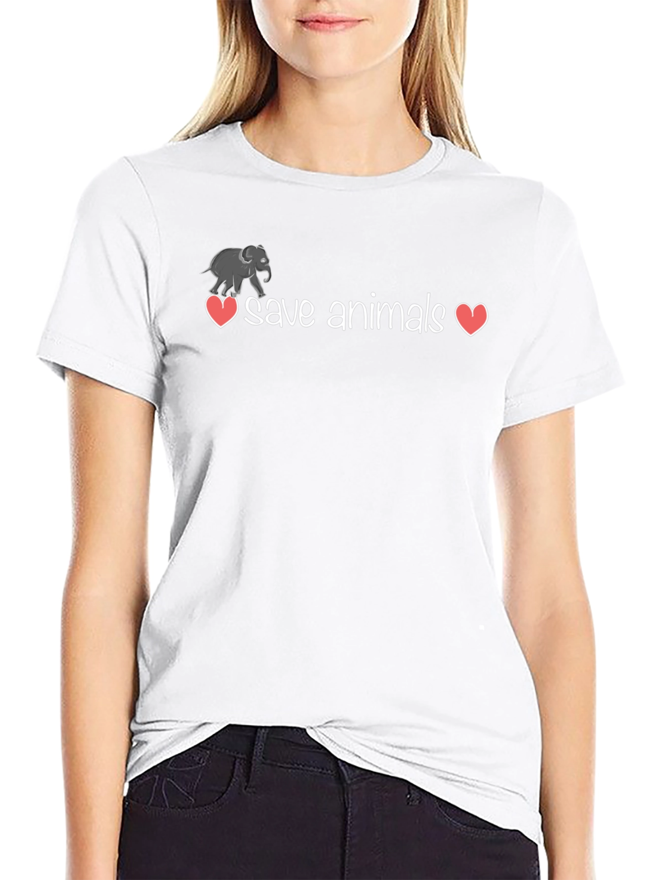 Save Animals T-Shirt - Elephant Heart Design