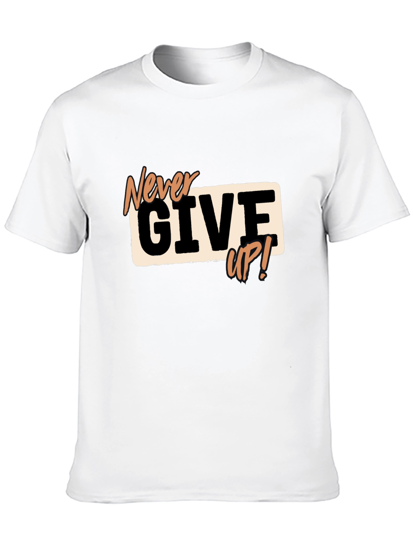 Never Give Up Black Graphic Tee - Motivational T-Shirt