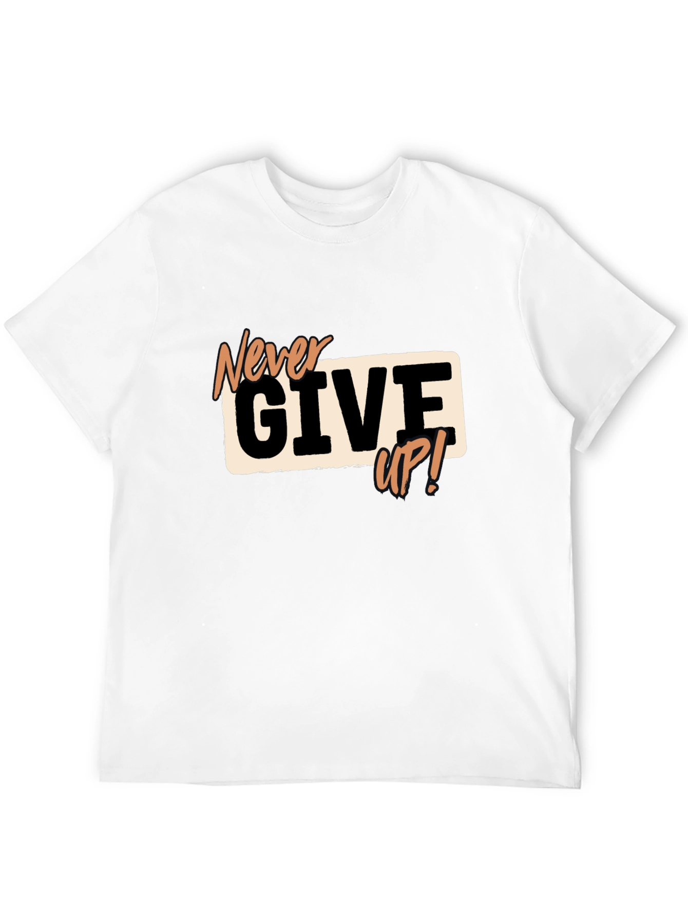Never Give Up Black Graphic Tee - Motivational T-Shirt