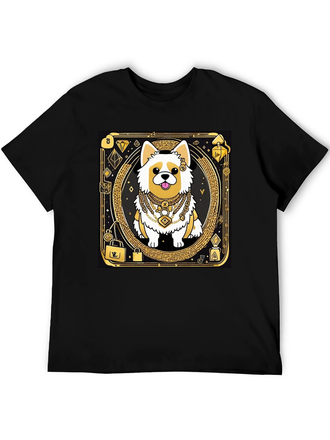 Dog Bling Graphic Tee - Black Cotton T-Shirt