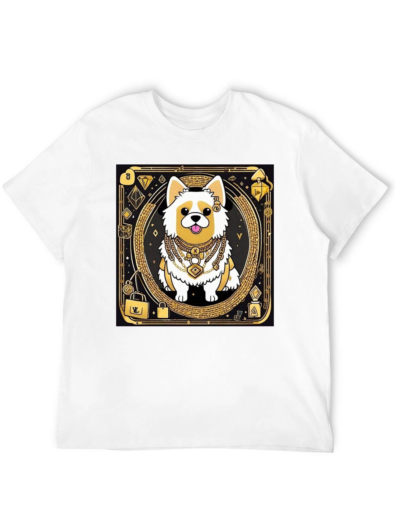 Dog Bling Graphic Tee - Black Cotton T-Shirt