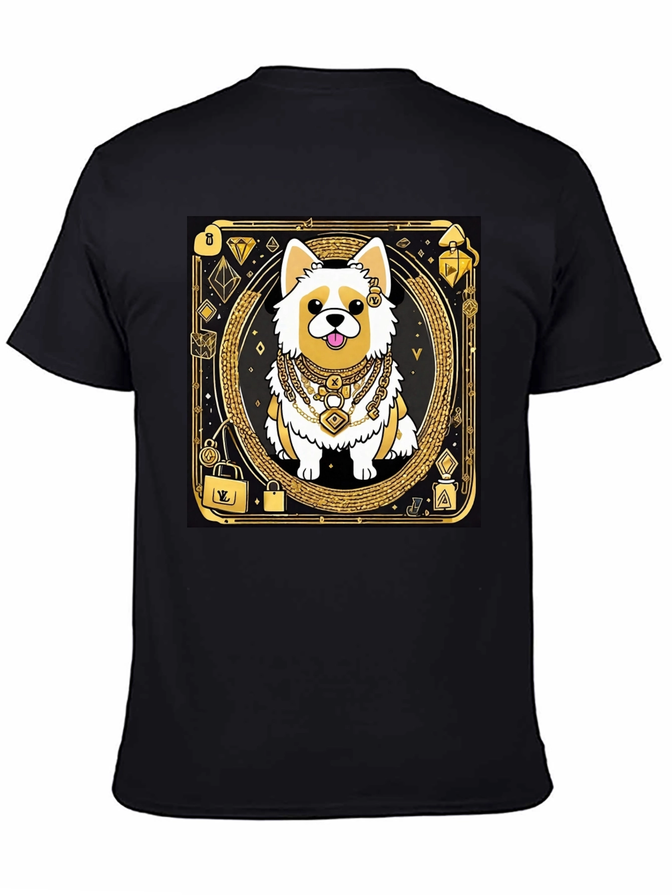 Dog Bling Graphic Tee - Black Cotton T-Shirt