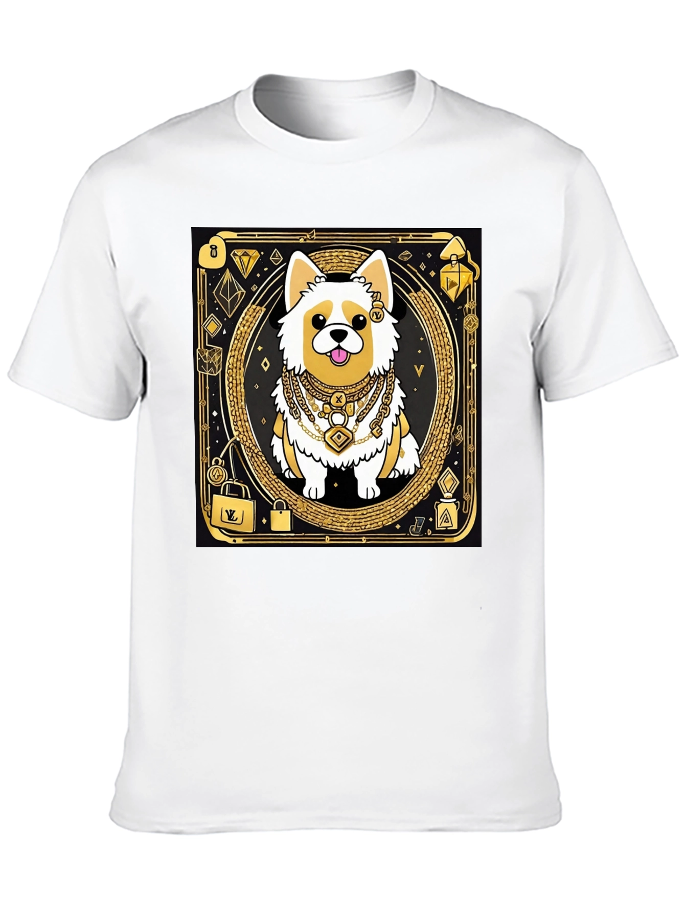 Dog Bling Graphic Tee - Black Cotton T-Shirt