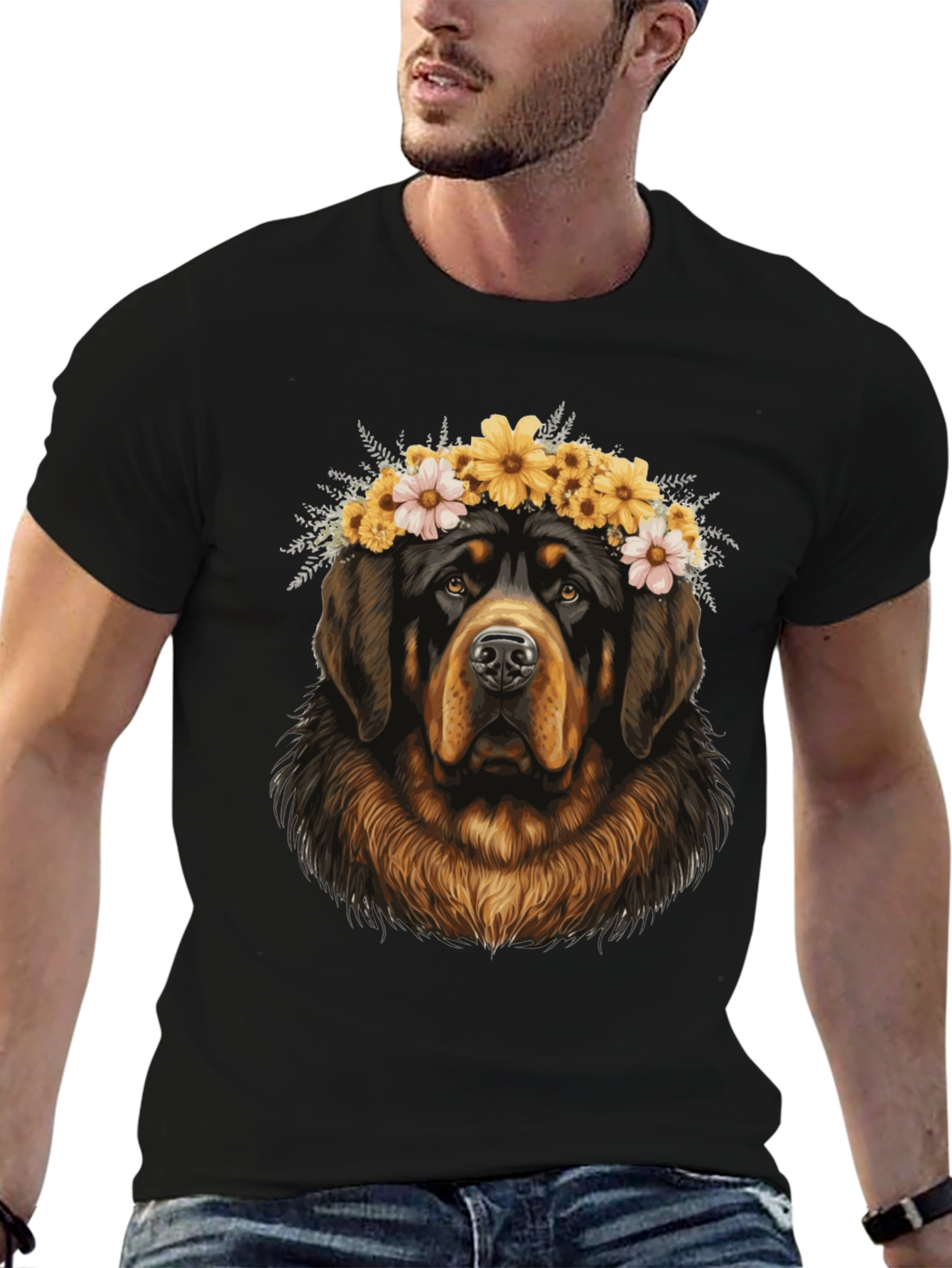 Dog with Flower Crown T-Shirt - Unique Graphic Tee
