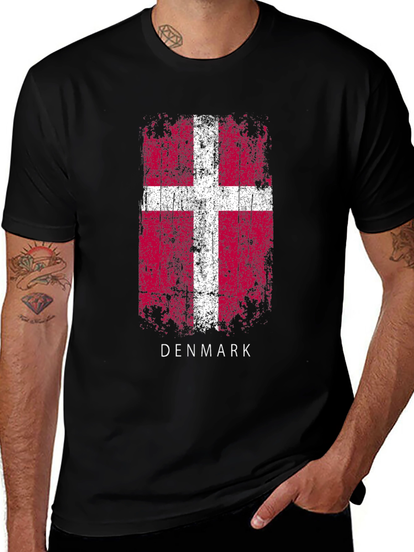Denmark Flag T-Shirt - Grunge Style
