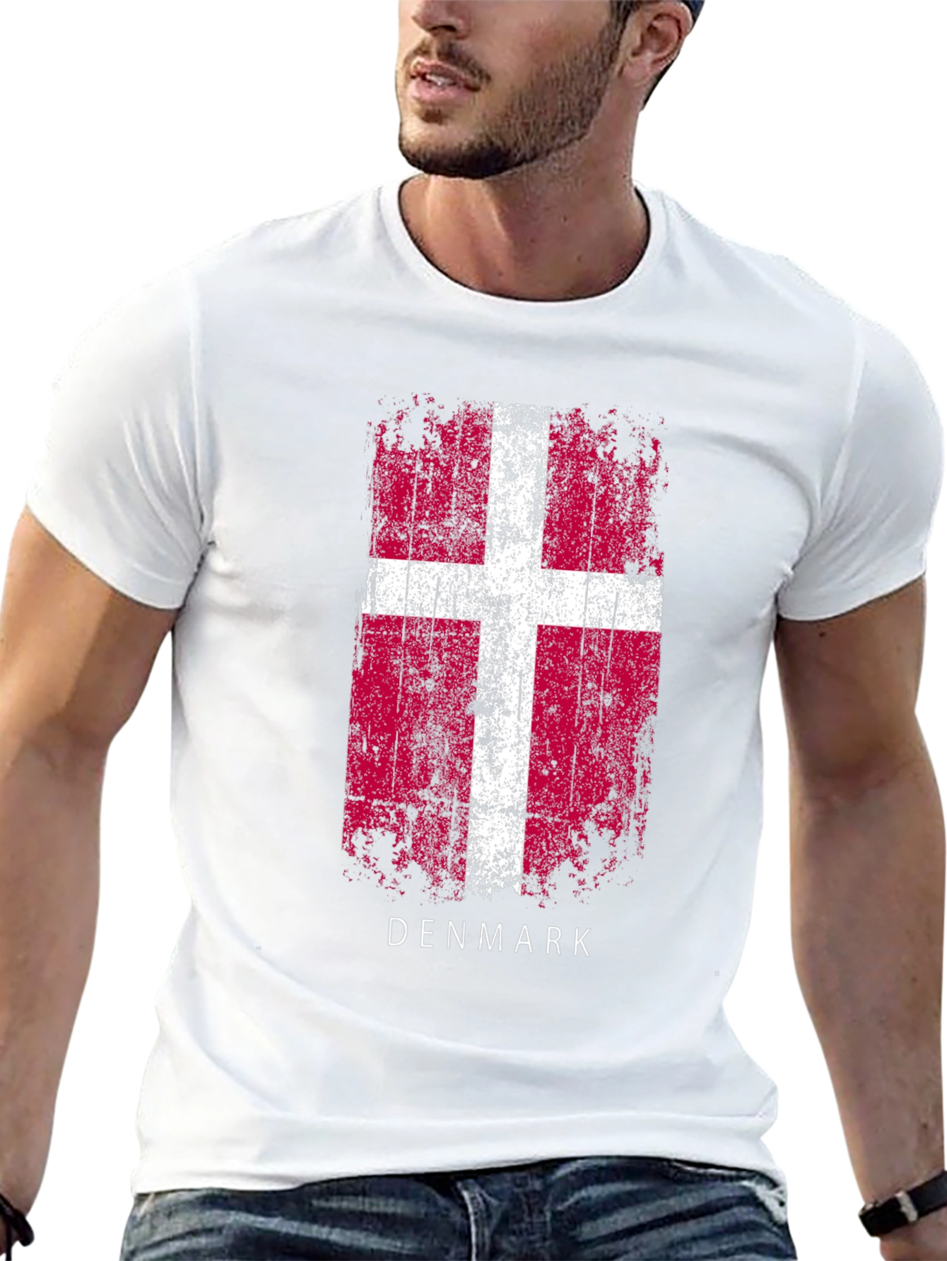 Denmark Flag T-Shirt - Grunge Style