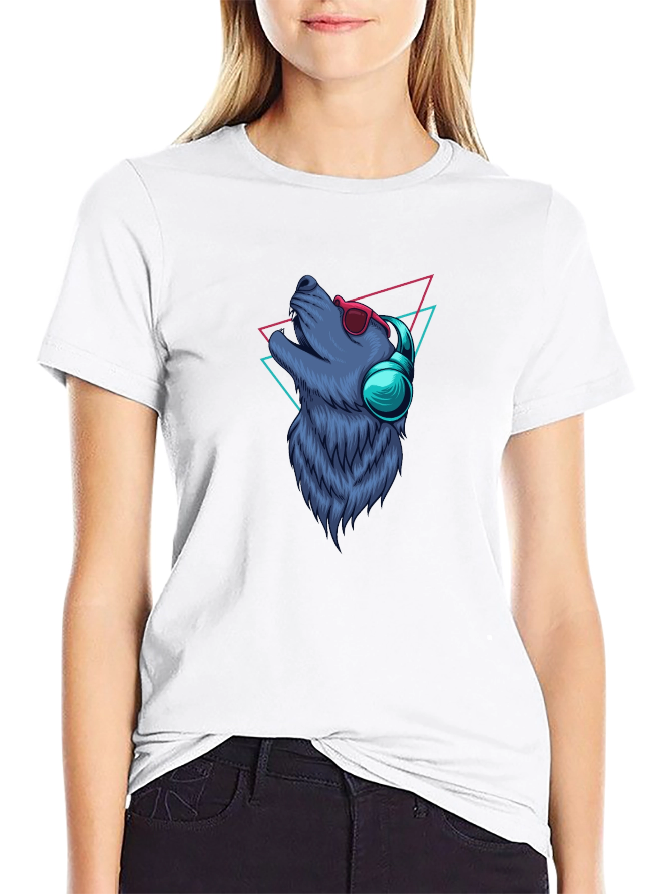 Wolf Graphic Tee - Cool Canine with Headphones