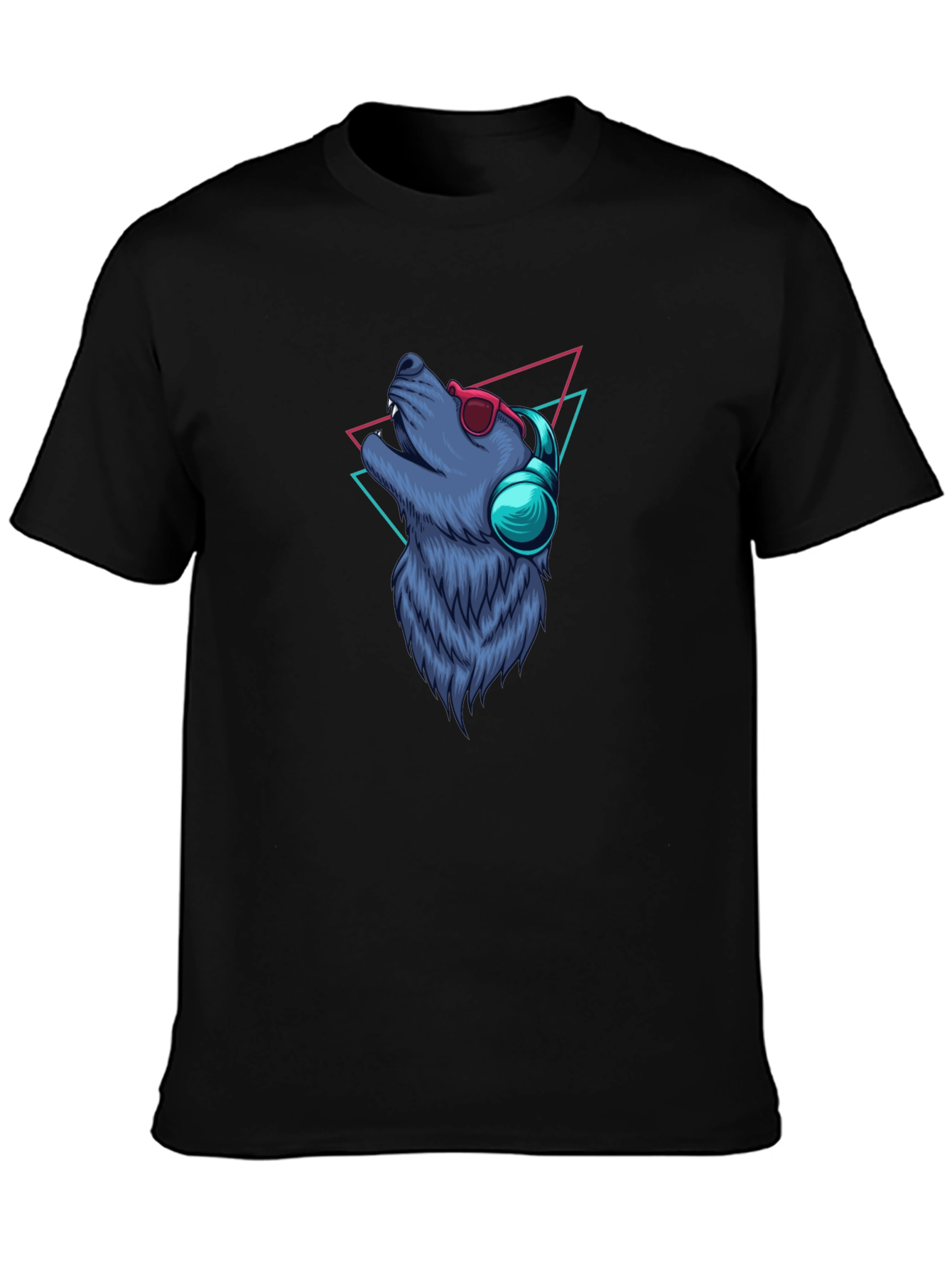Wolf Graphic Tee - Cool Canine with Headphones