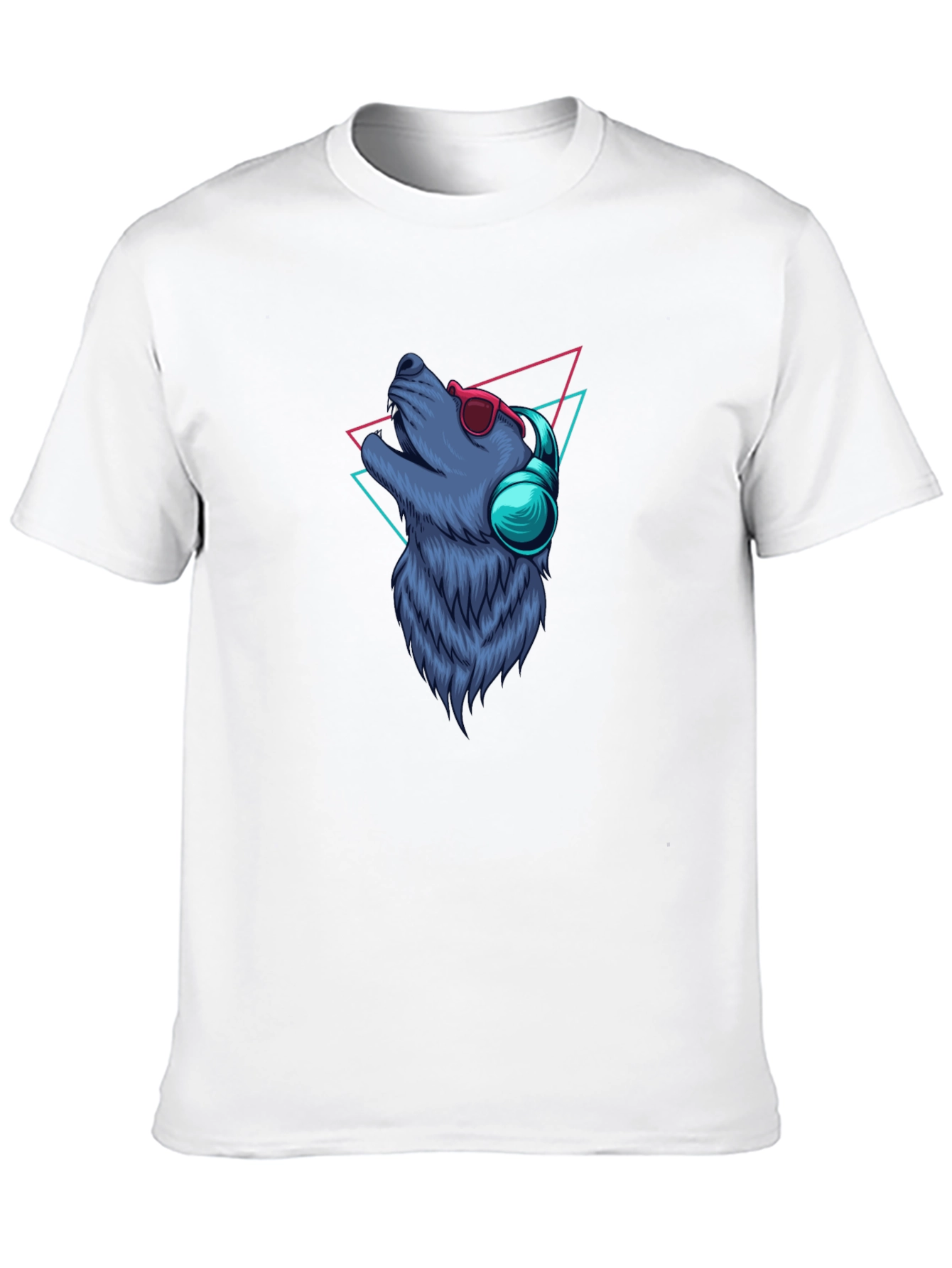 Wolf Graphic Tee - Cool Canine with Headphones