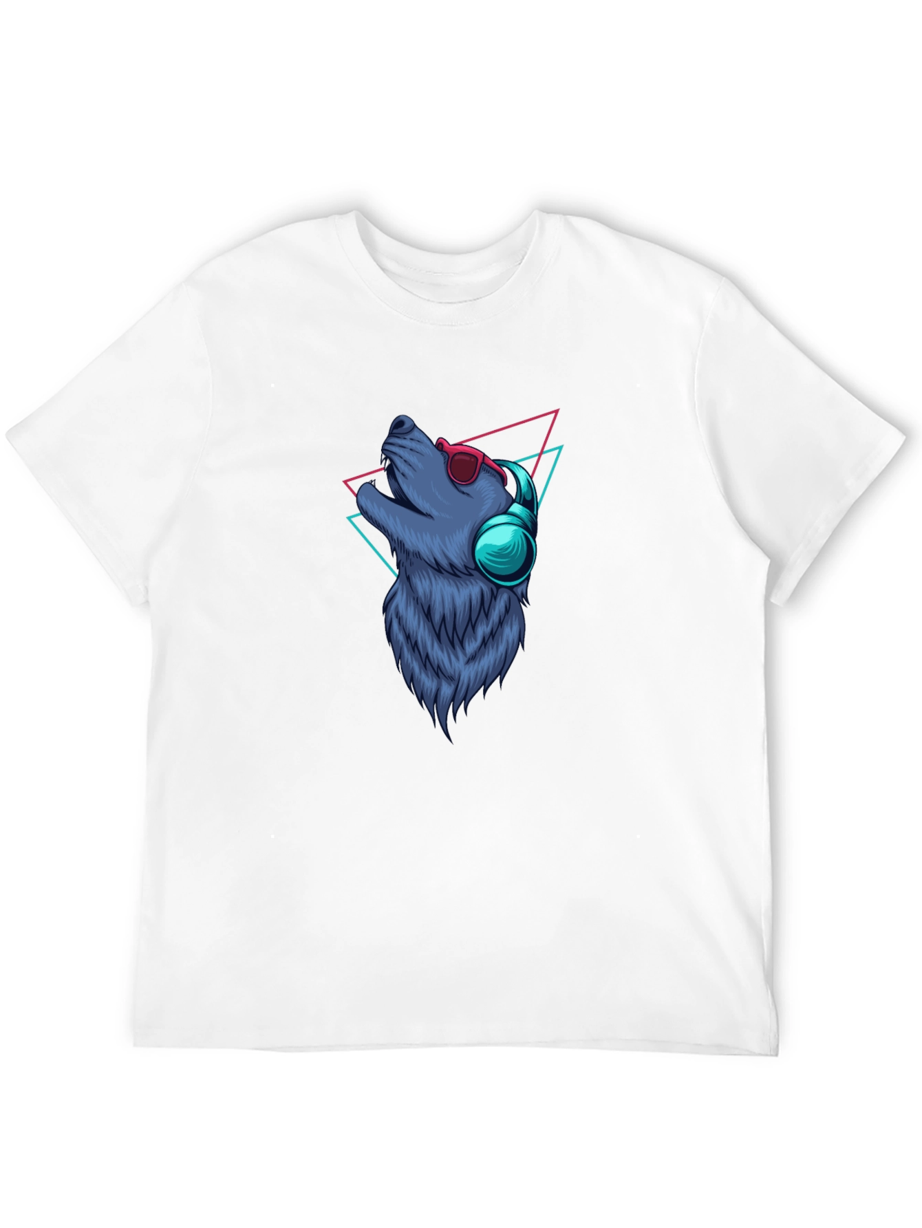 Wolf Graphic Tee - Cool Canine with Headphones