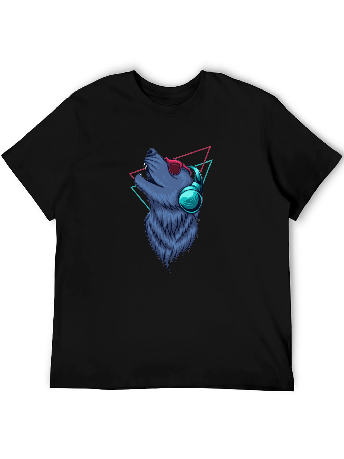 Wolf Graphic Tee - Cool Canine with Headphones