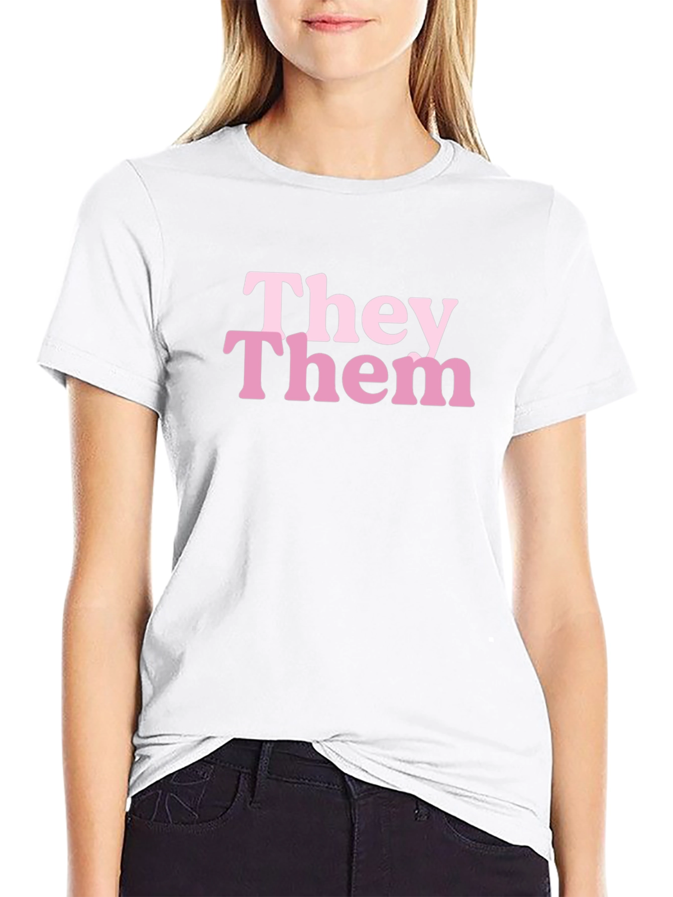 They Them Pronoun T-Shirt - Black Cotton Blend