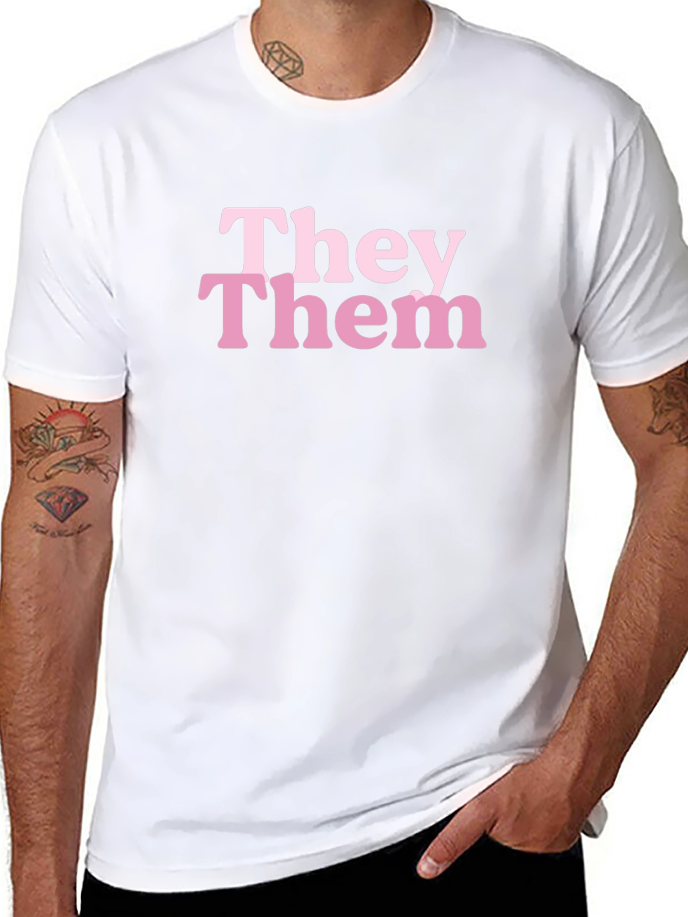 They Them Pronoun T-Shirt - Black Cotton Blend