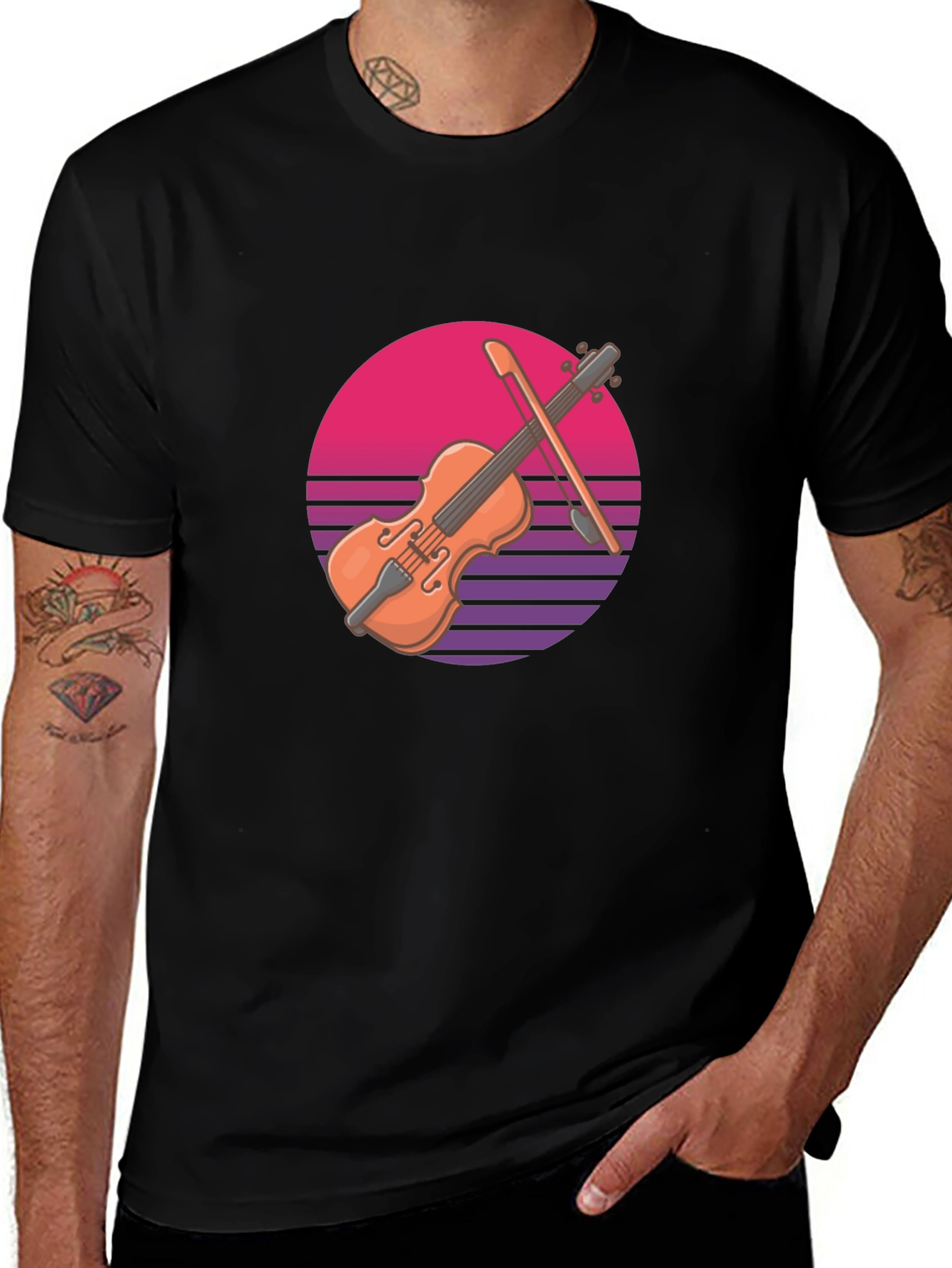 Retro Violin Graphic Tee - Cool Musician T-Shirt