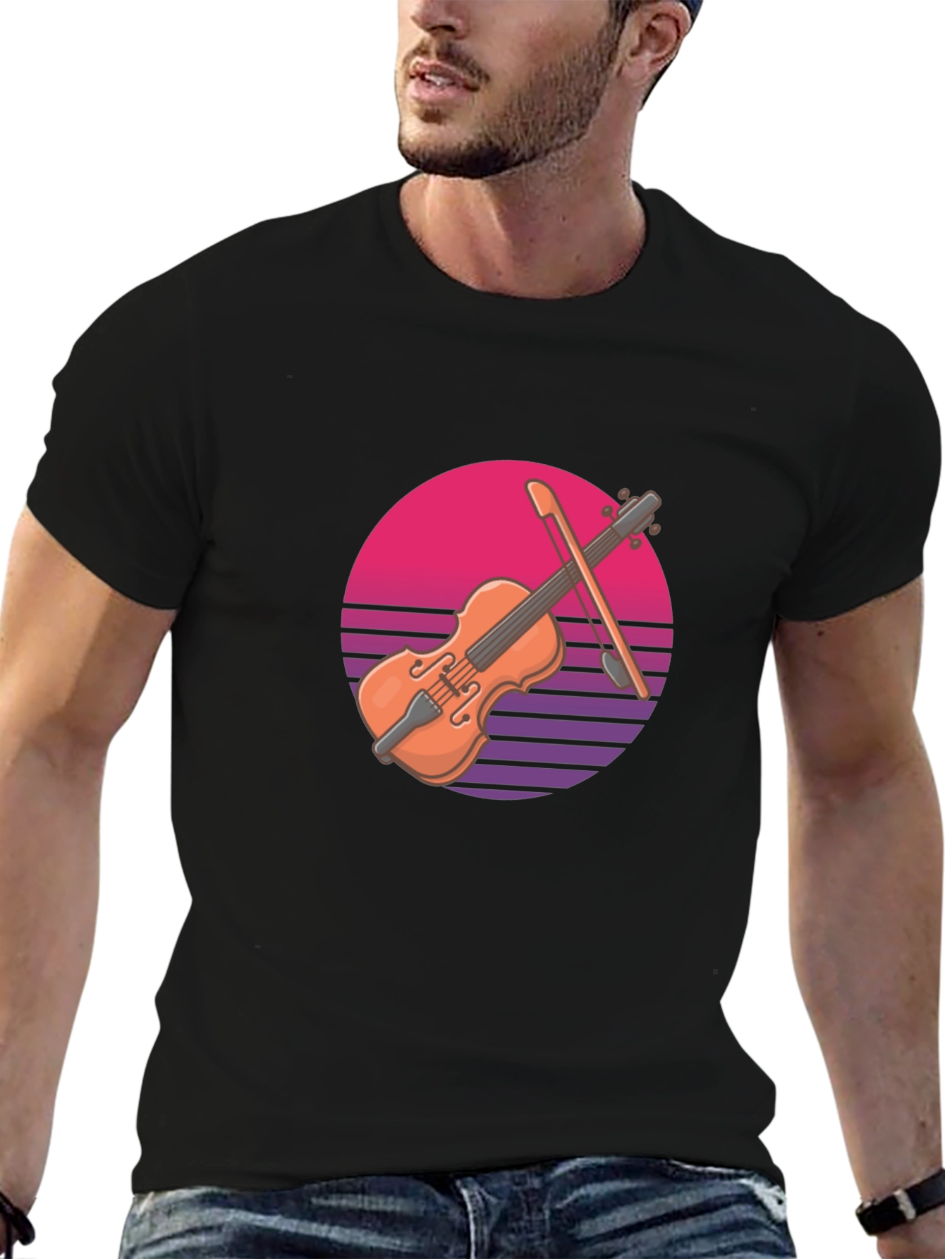 Retro Violin Graphic Tee - Cool Musician T-Shirt